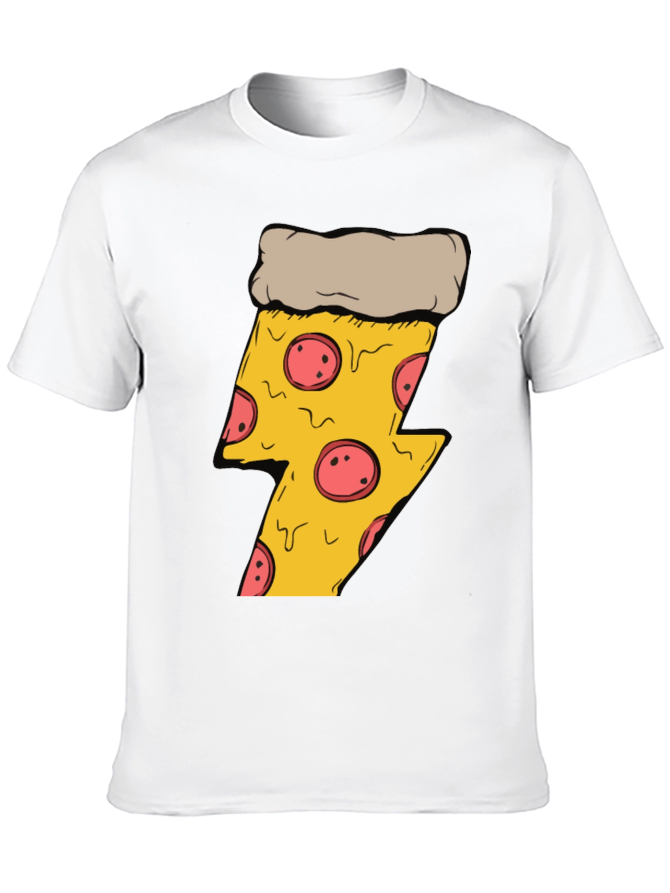 Black Pizza Lightning Bolt T-Shirt - Black Cotton Tee view 10