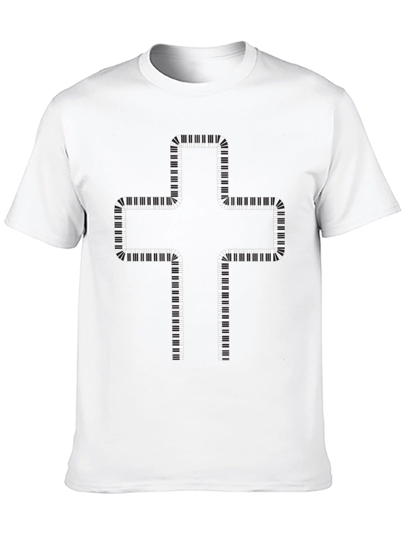 Black Piano Keys Cross Graphic T-Shirt view 10