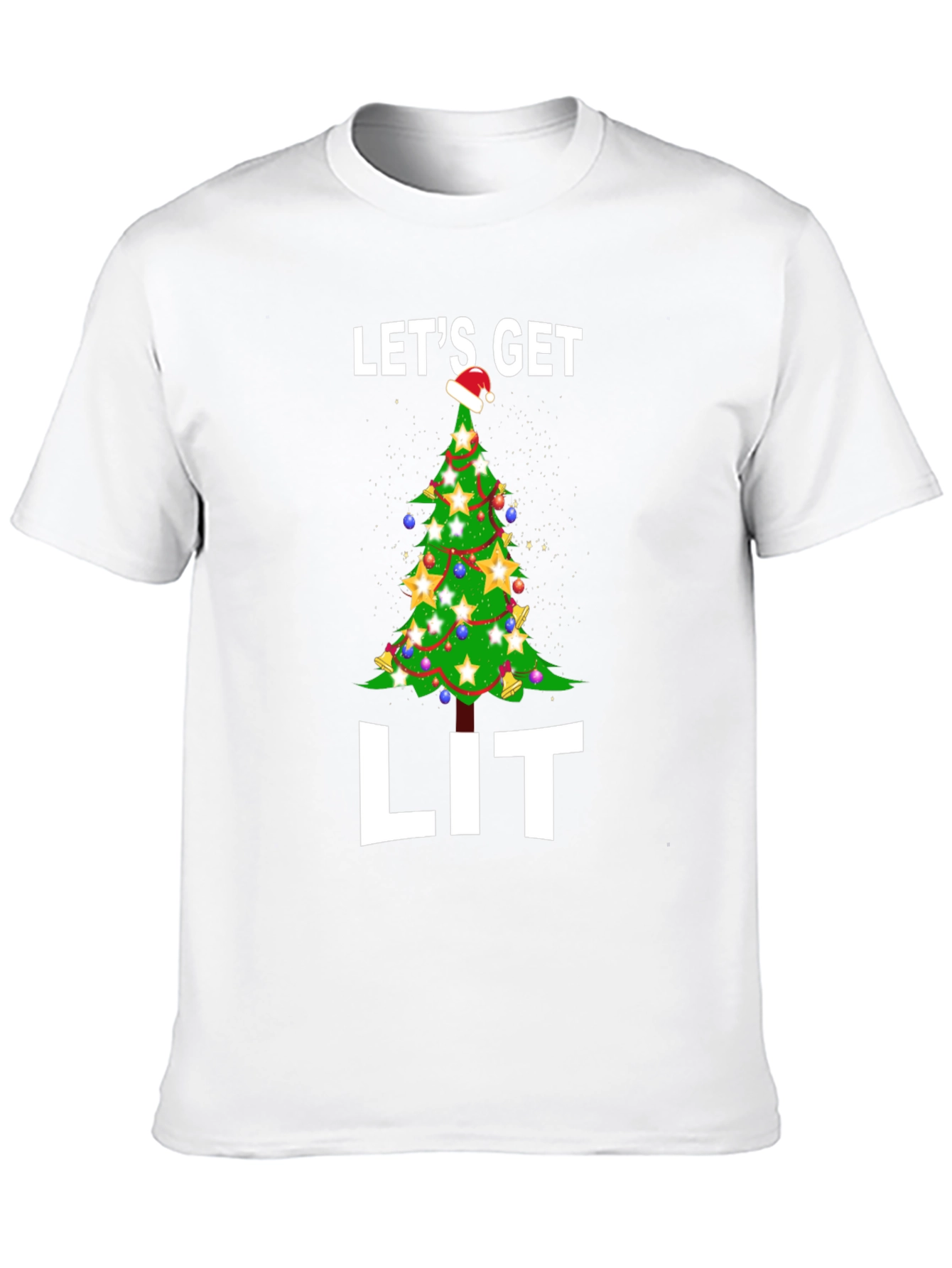 Black Let's Get Lit Christmas Tree Graphic Tee view 10