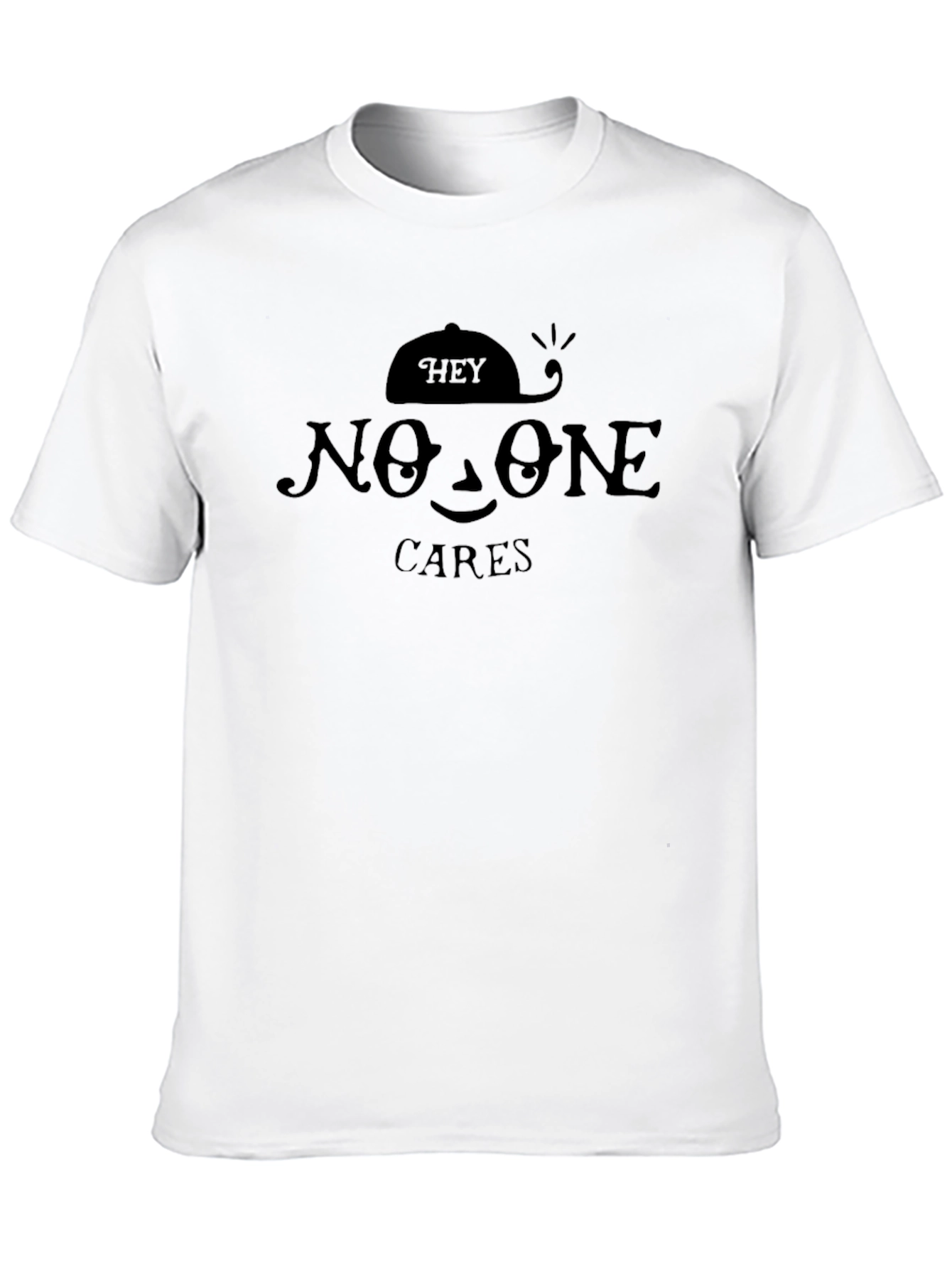 Black Hey No One Cares Black Graphic Tee view 10