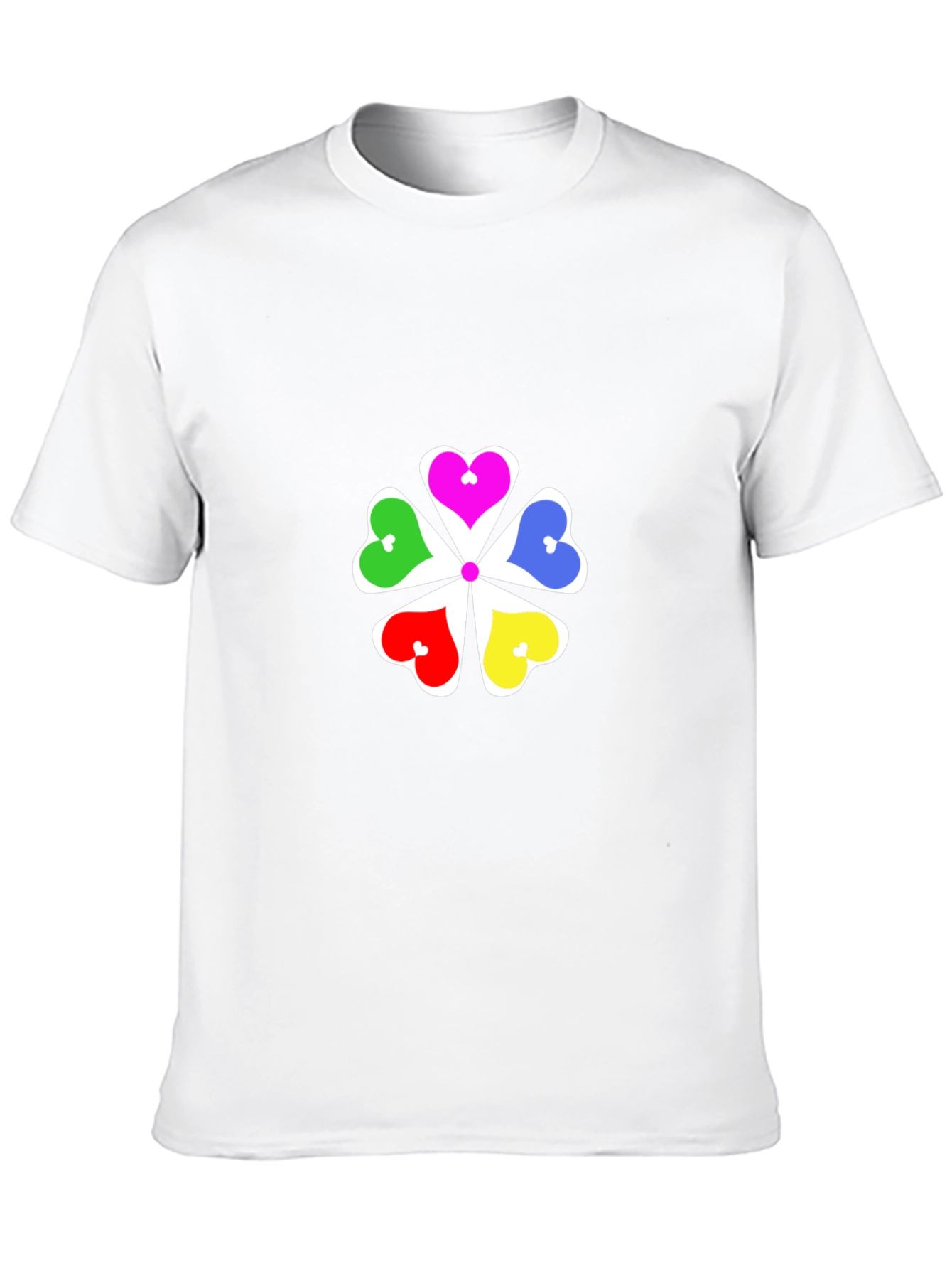Black Colorful Hearts Flower Graphic T-Shirt - Black view 10