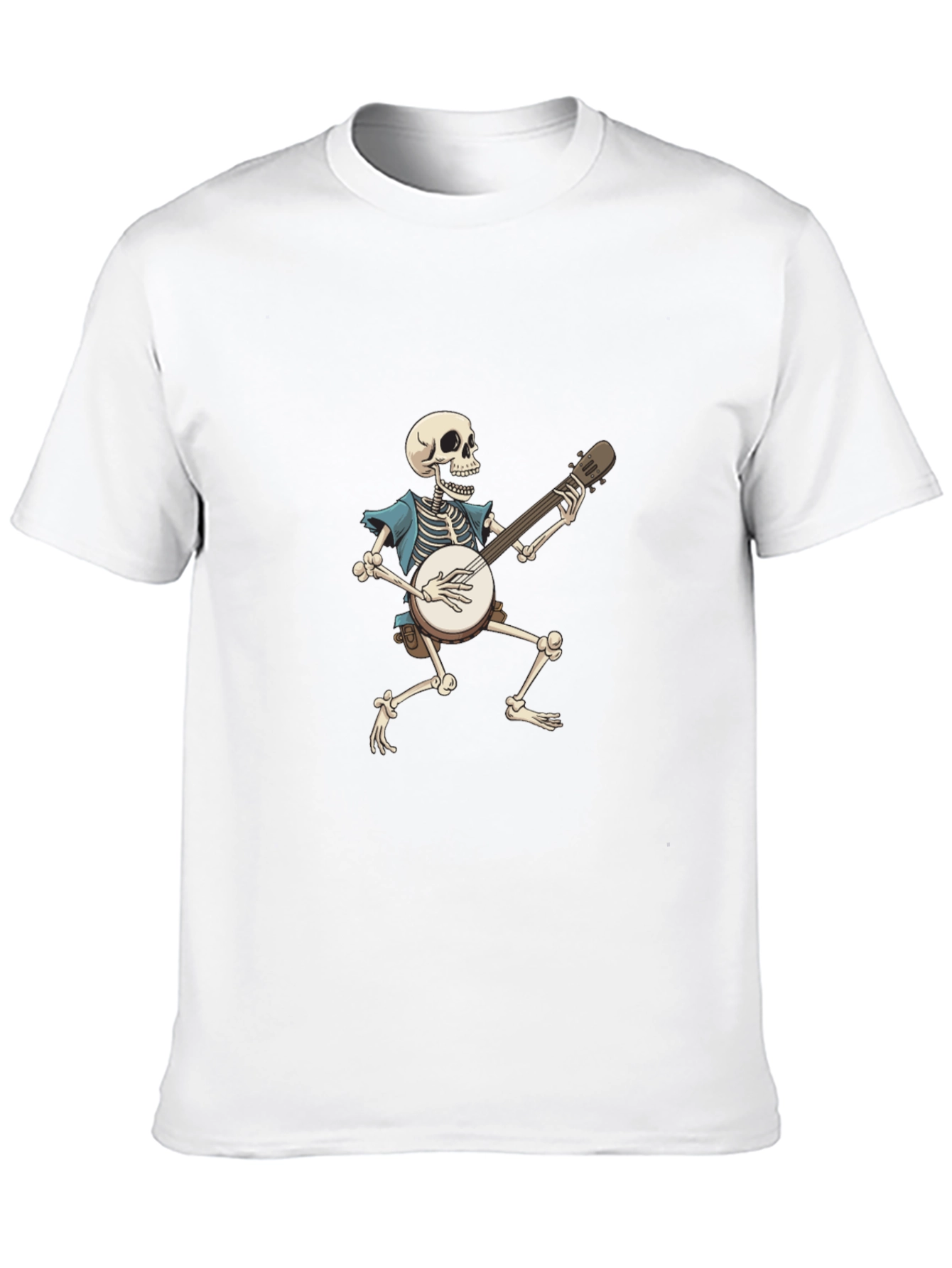 Black Skeleton Banjo Player Graphic T-Shirt view 10