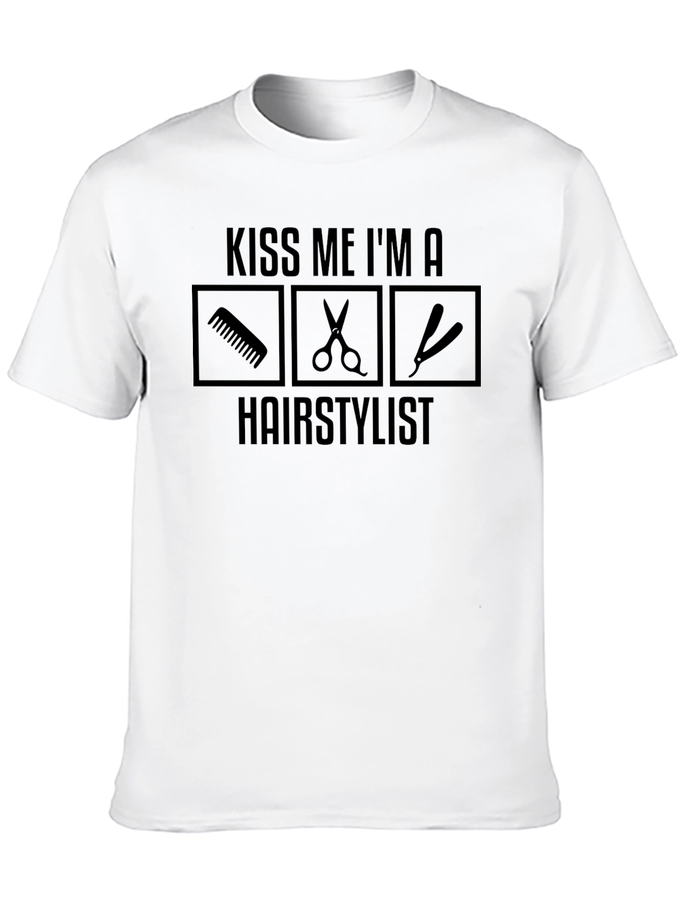 Kiss Me I'm A Hairstylist Black Graphic Tee - 10