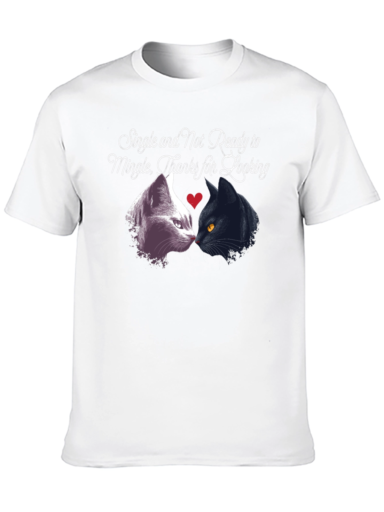 Black Single Not Ready to Mingle Cat T-Shirt view 10