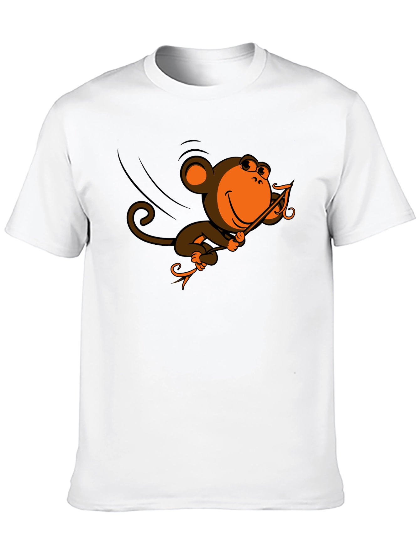 Black Monkey Swinging T-Shirt - Fun Cartoon Design view 10