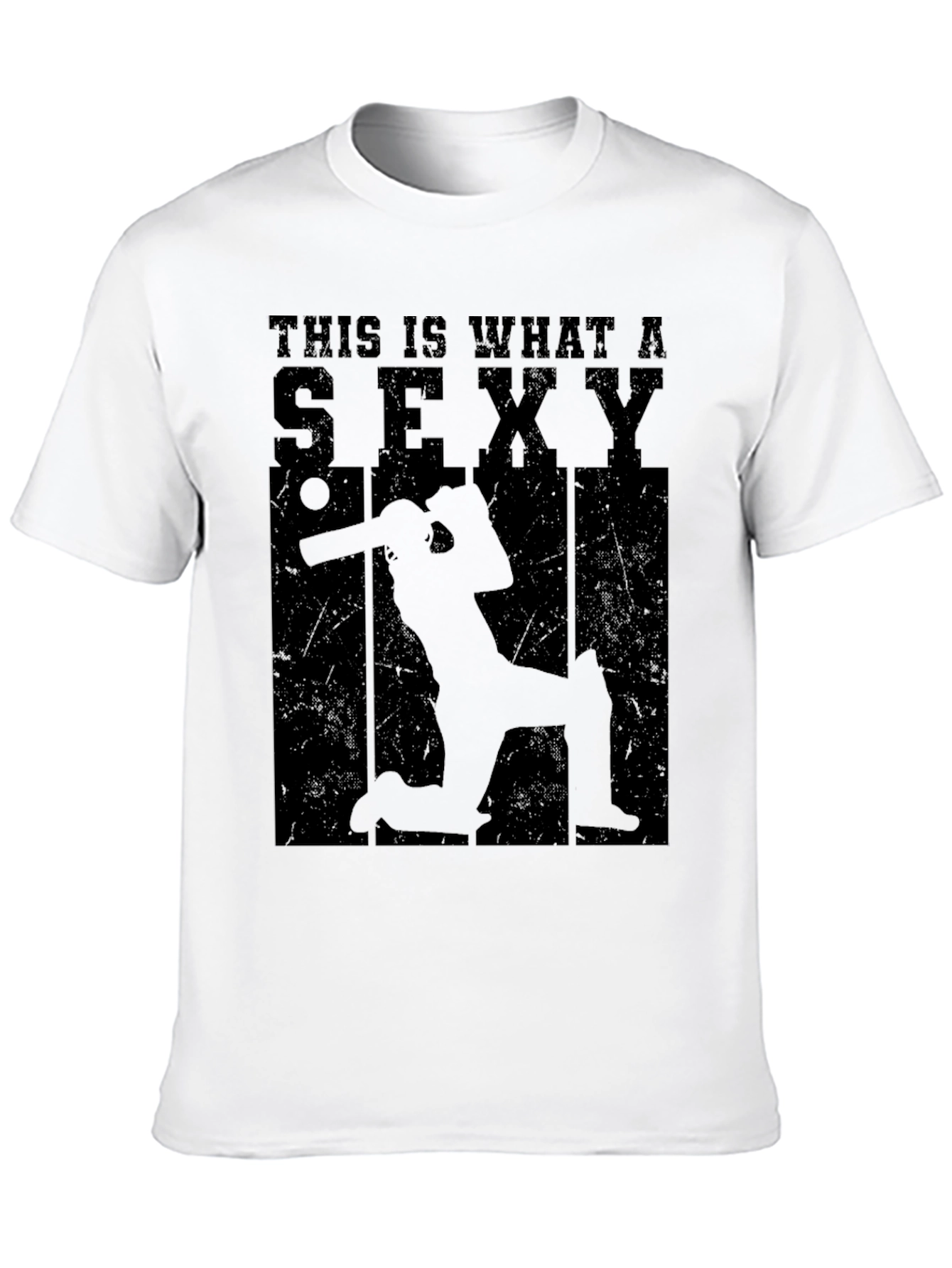 Black Sexy Cricket Player Graphic T-Shirt view 10