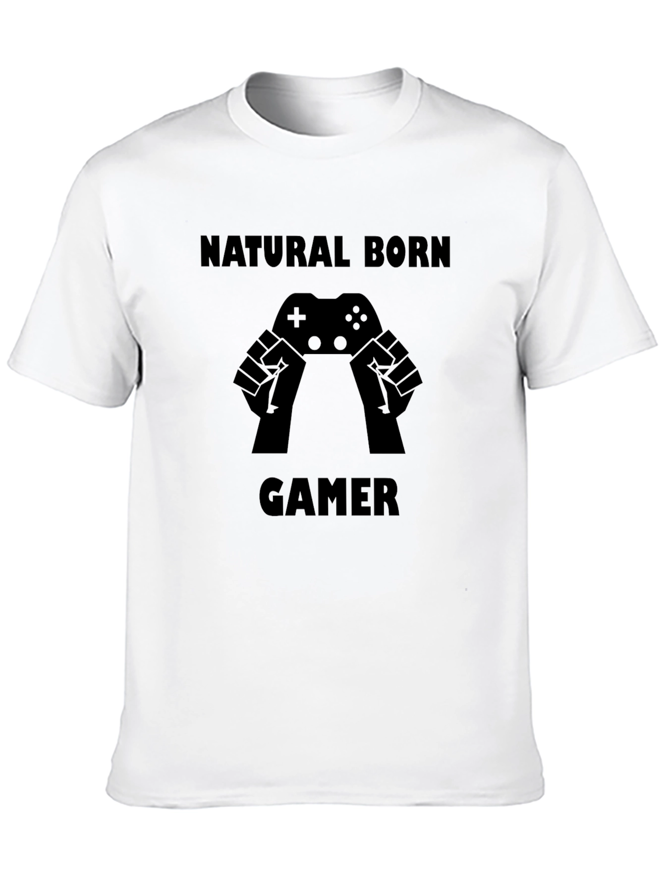 Black Natural Born Gamer Graphic Tee - Black Cotton T-Shirt view 10