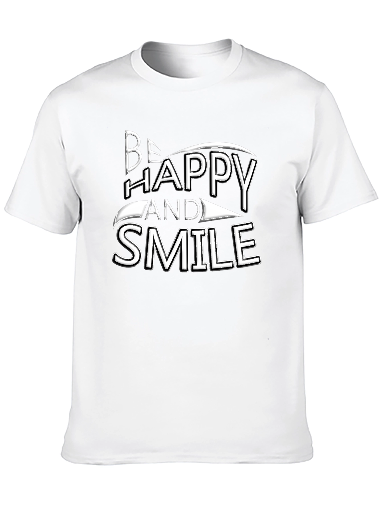 Black Be Happy and Smile Graphic Tee - Black Cotton Blend view 10