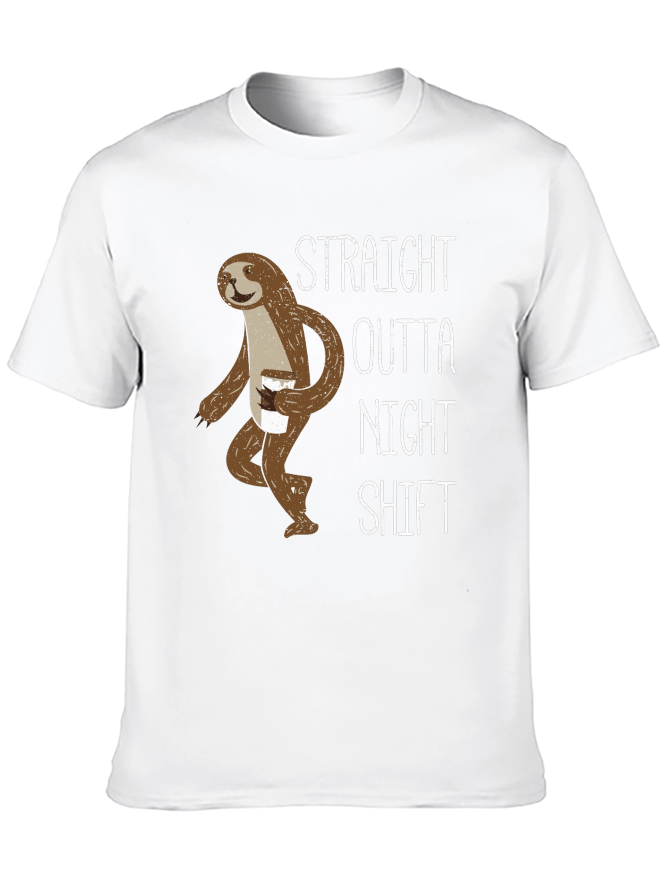 Black Straight Outta Night Shift Sloth Graphic Tee view 10