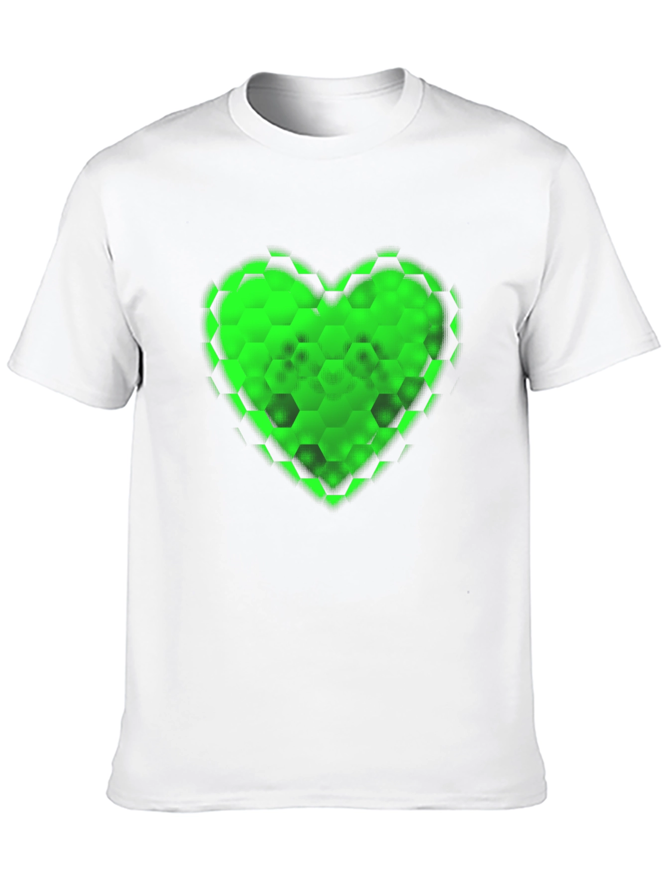 Black Green Hex Heart Graphic T-Shirt - Soft Cotton Blend view 10