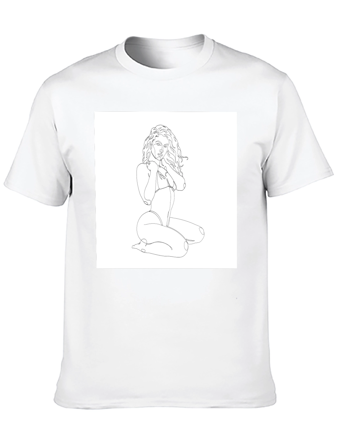Black Minimalist Woman Line Art Black T-Shirt view 10