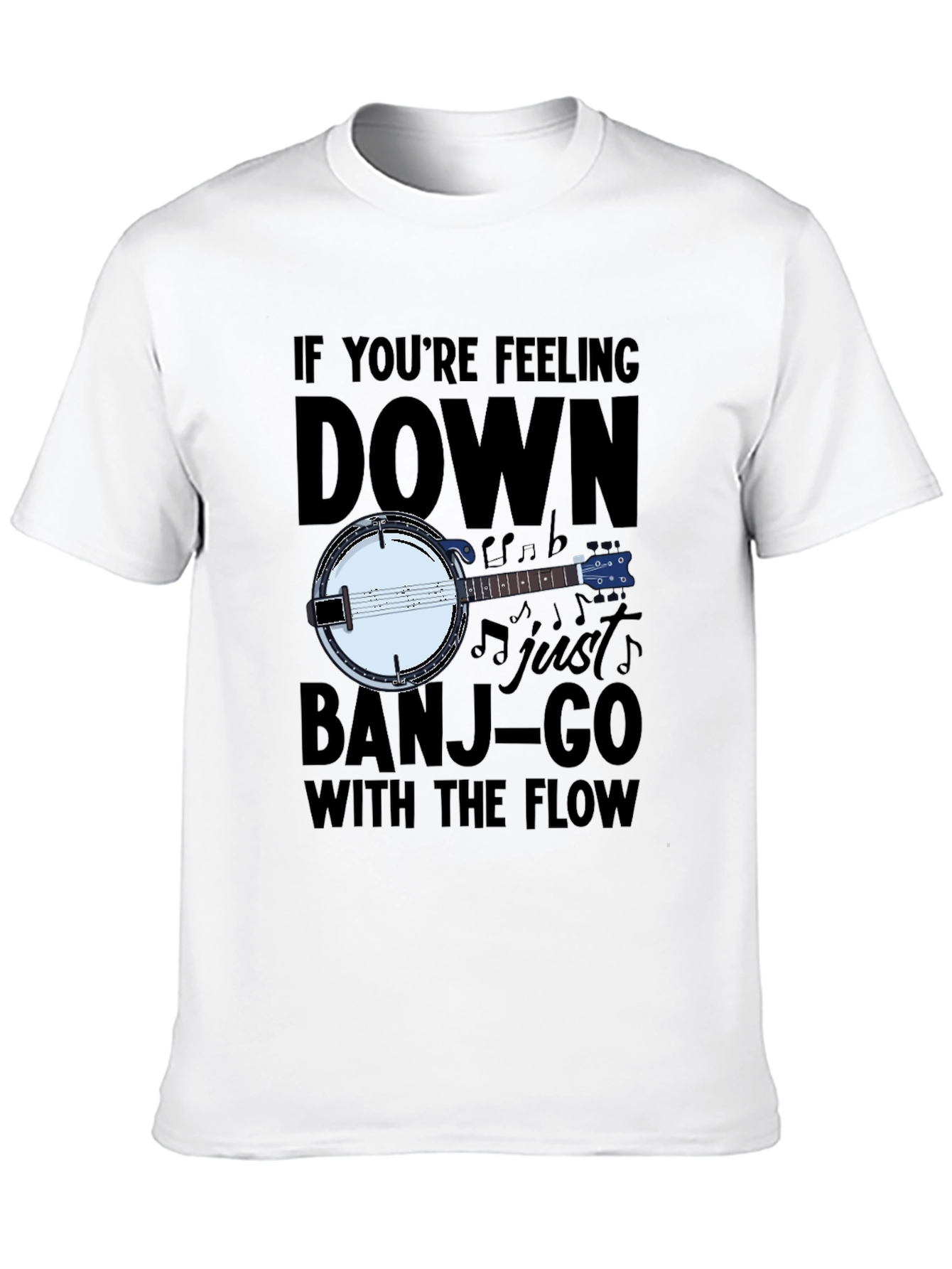 Black Banjo Music T-Shirt - "Banjo-Go With The Flow" view 10