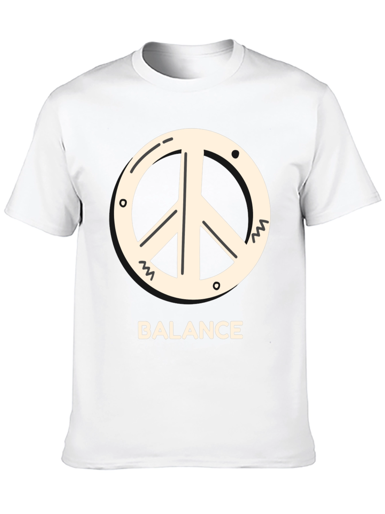Black Balance Peace Sign Tee - Black Cotton T-Shirt view 10