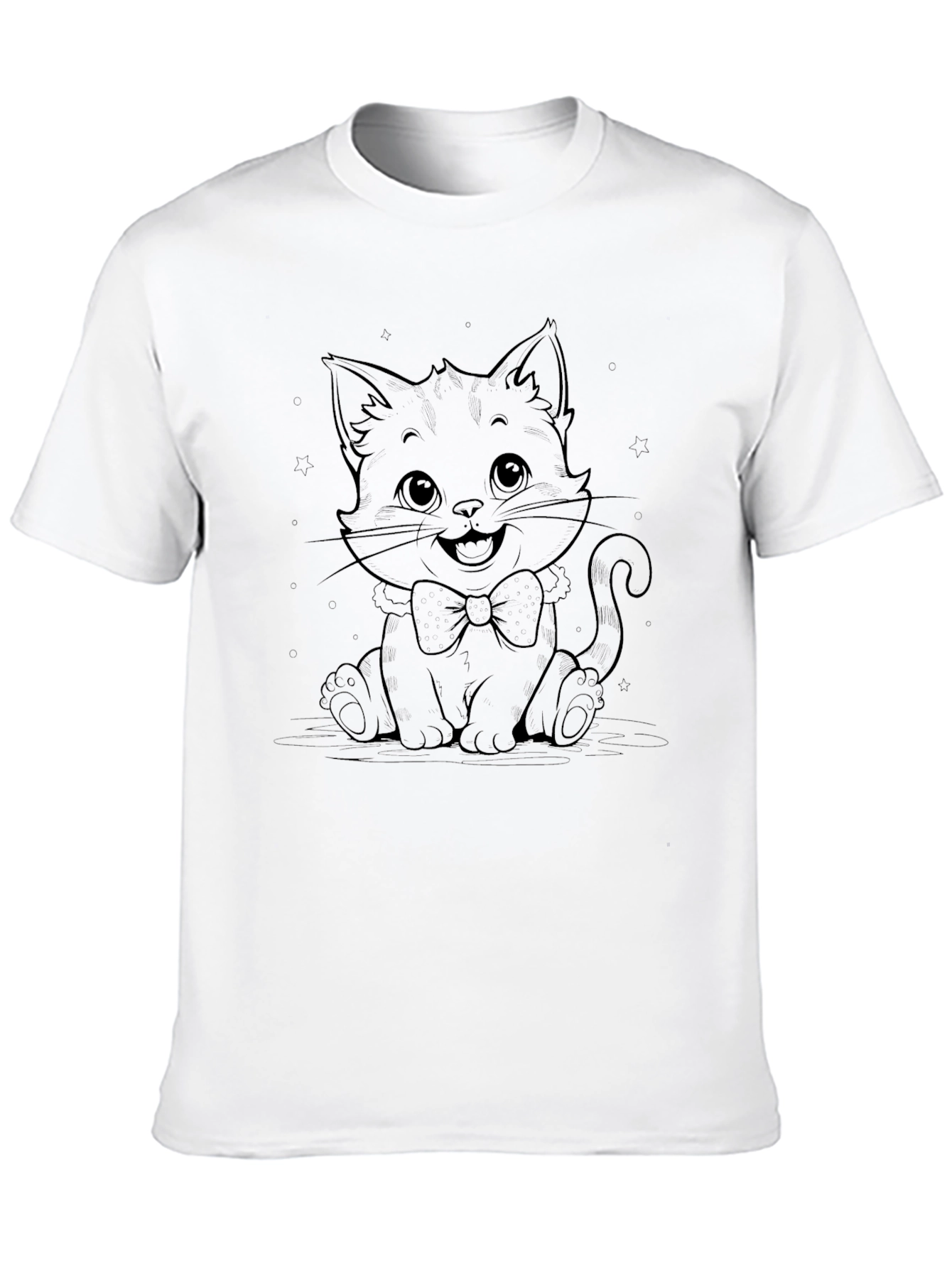Black Cute Cat Bowtie T-Shirt - Classic Unisex Fit view 10