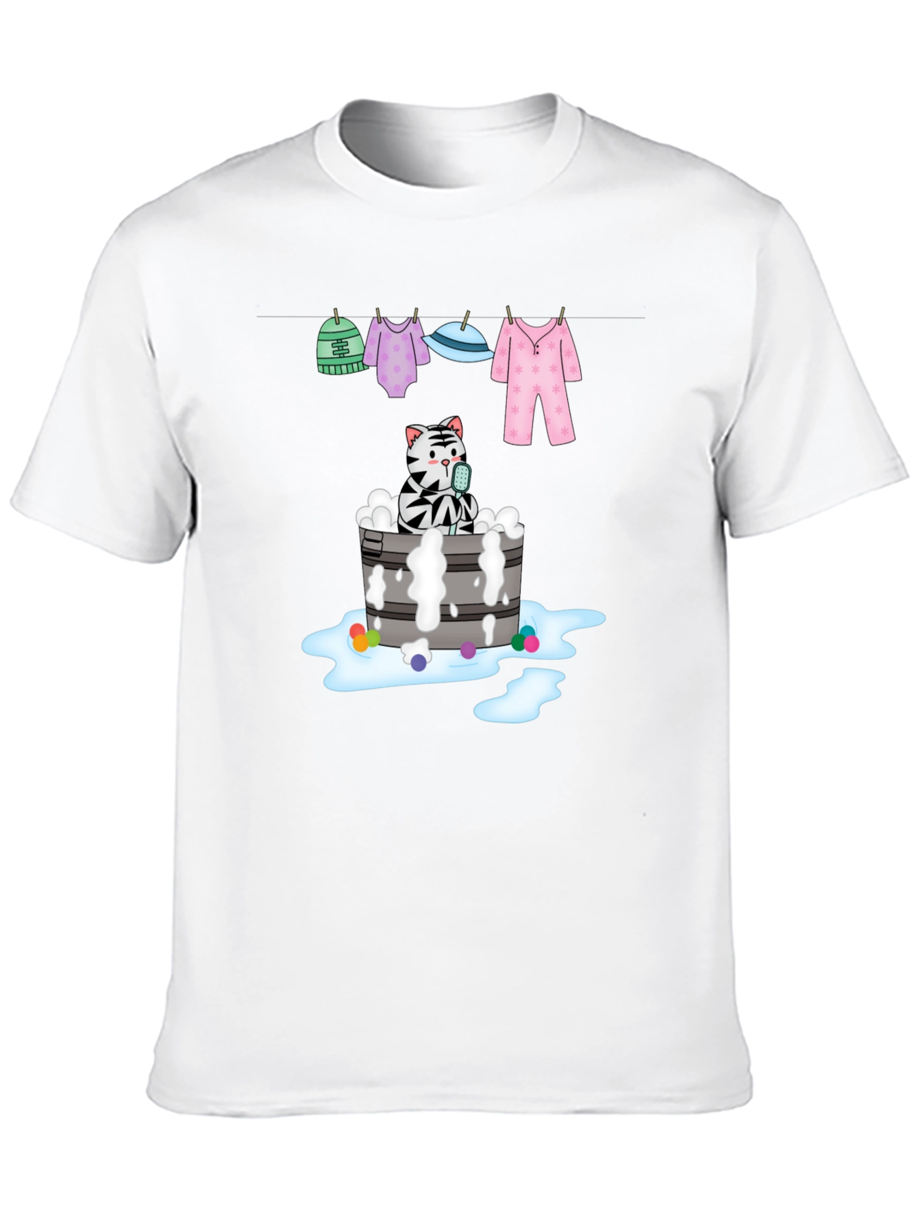 Black Cat Bubble Bath Graphic Tee - Unisex Black T-Shirt view 10