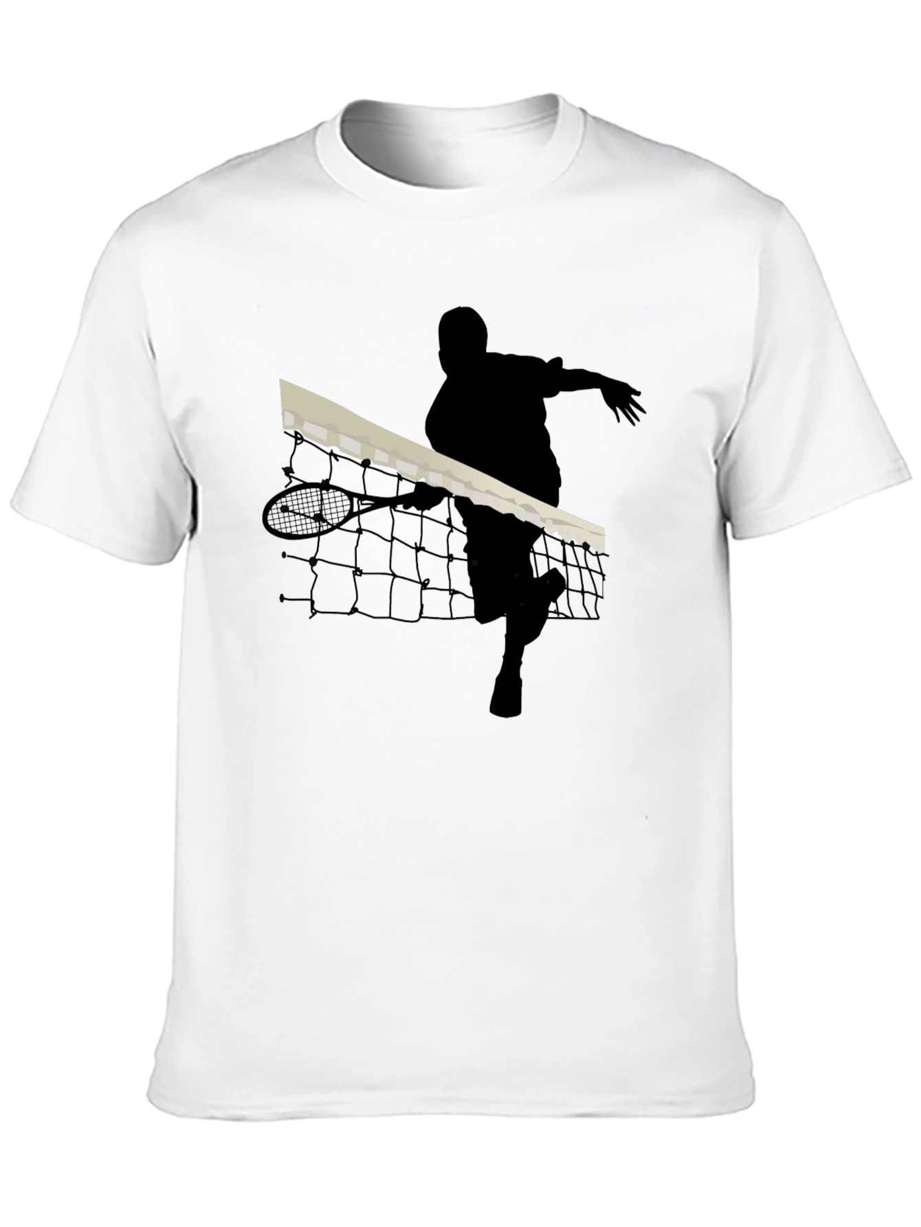 Black Tennis Player Silhouette Black T-Shirt view 10