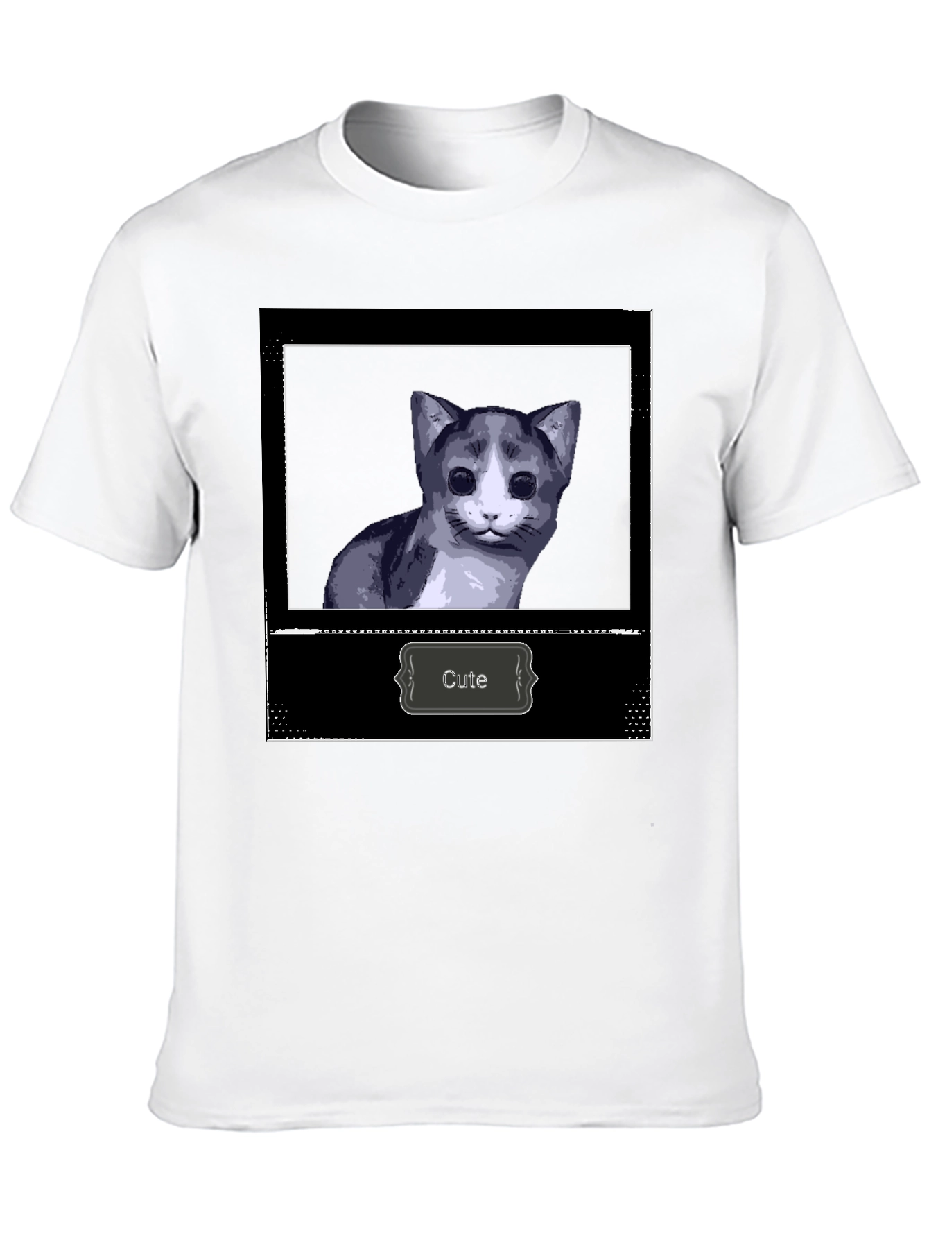 Black Cute Cat Graphic Print Black T-Shirt view 10