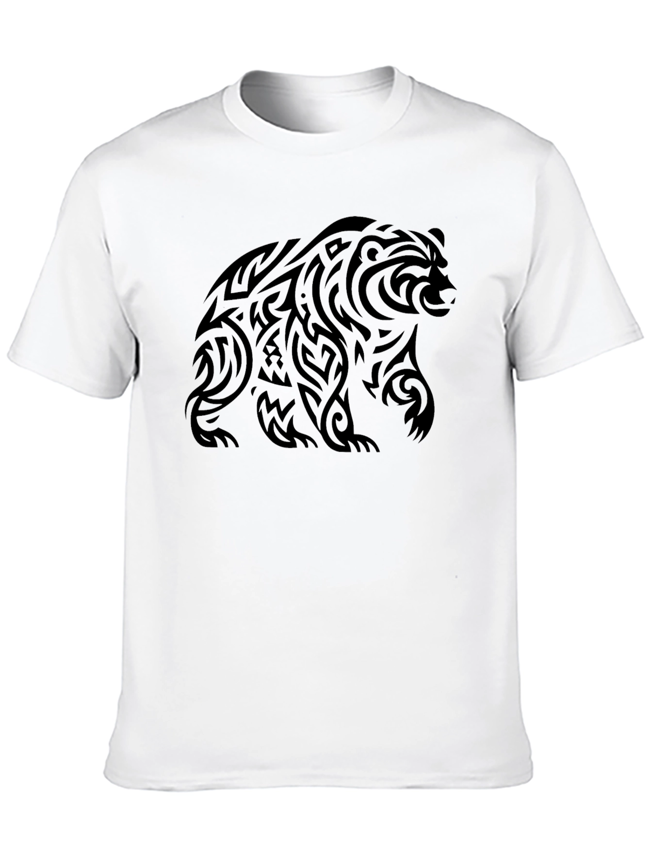 Black Tribal Bear Graphic Tee - Black Cotton Casual Shirt view 10