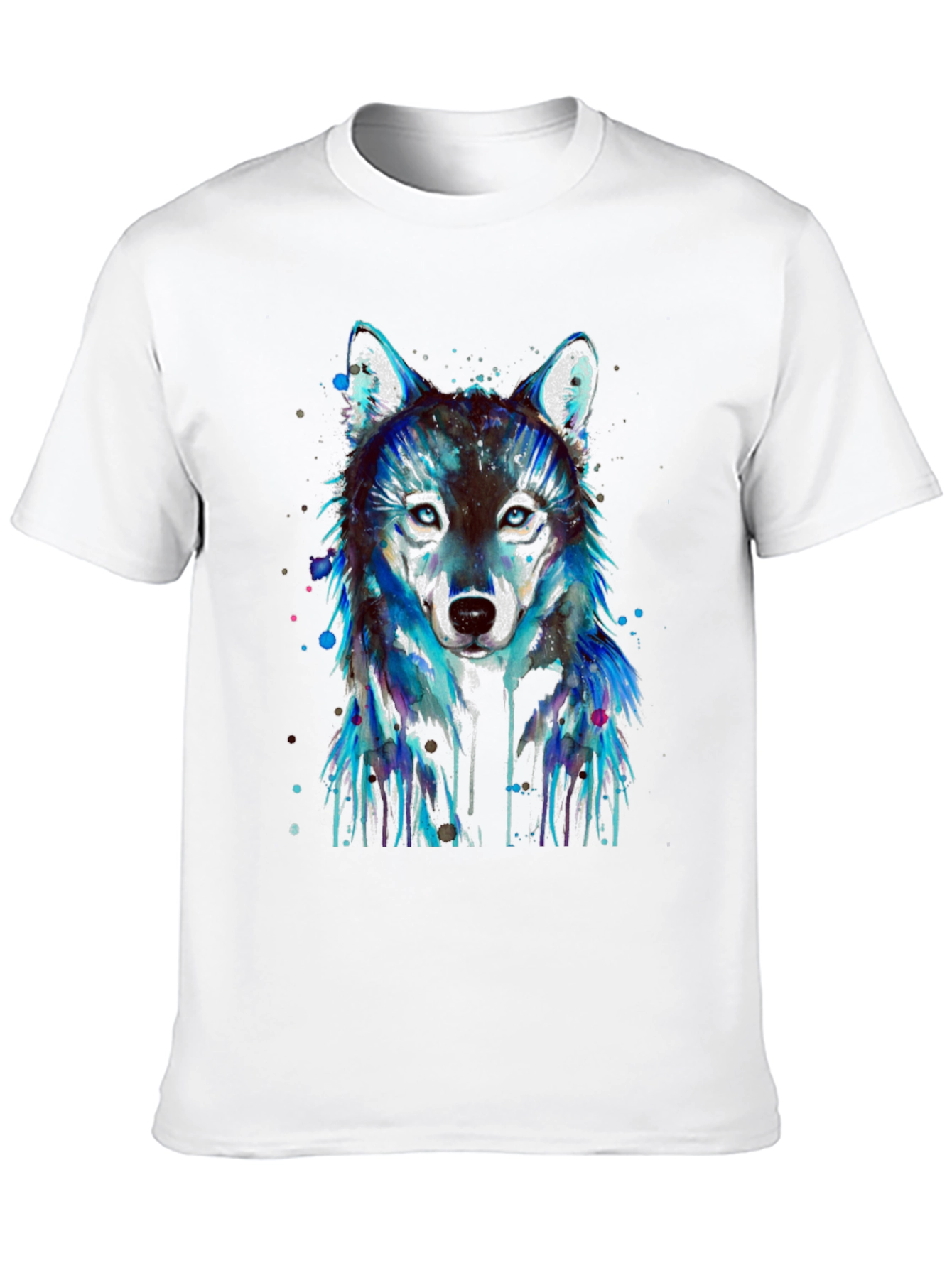Black Watercolor Wolf Graphic T-Shirt view 10