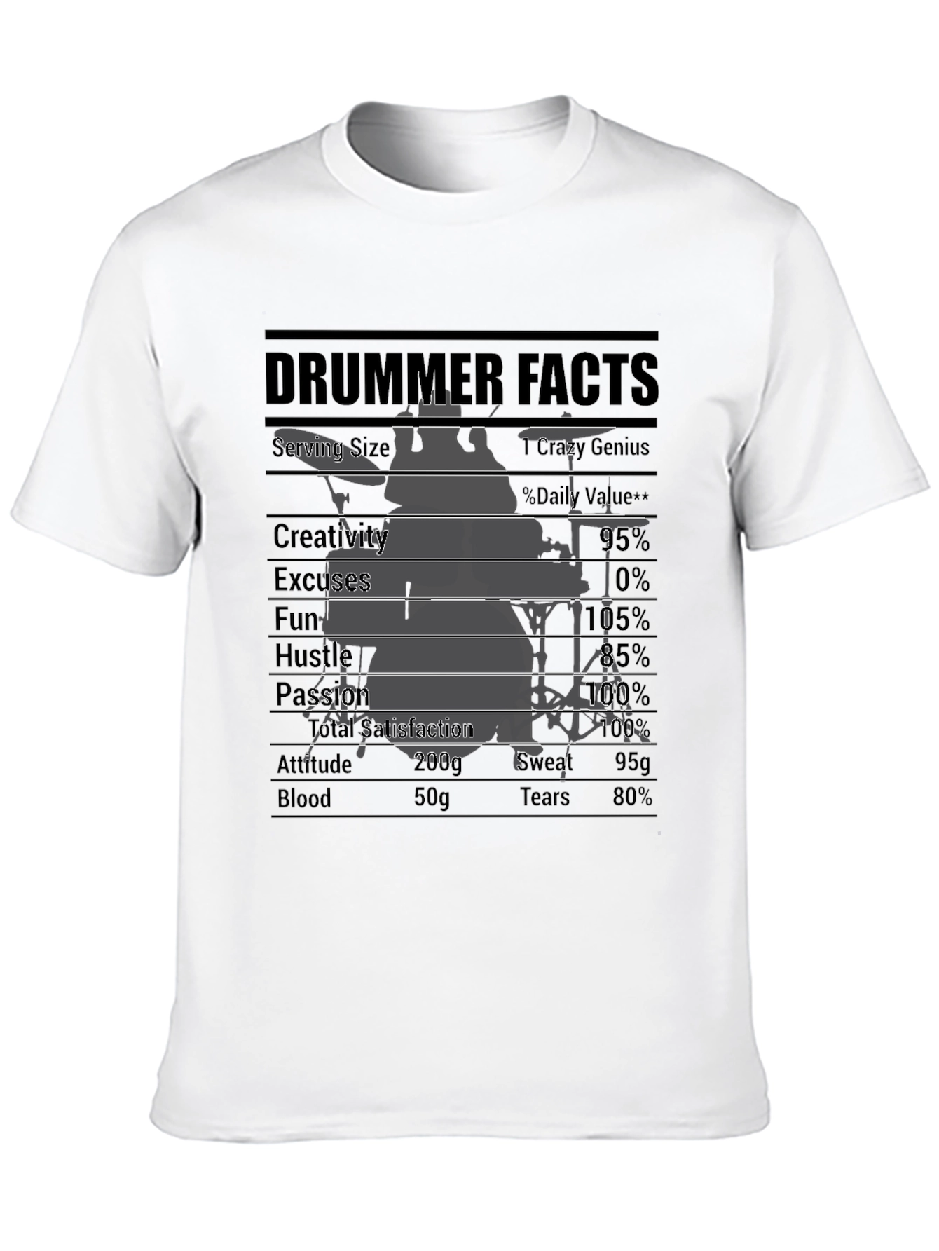 Black Drummer Facts T-Shirt: Crazy Genius Percussion Tee view 10