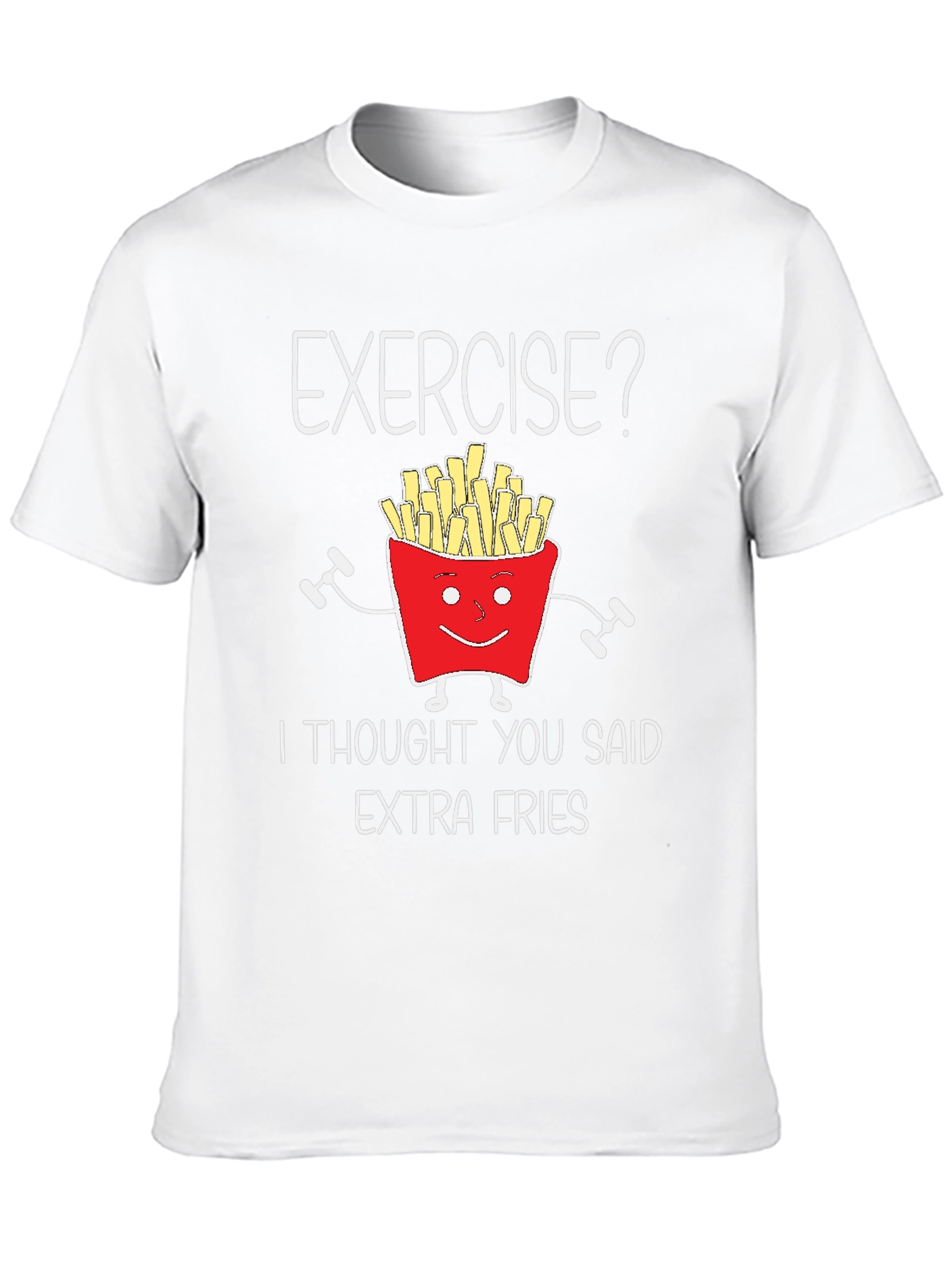 Black Funny Exercise Extra Fries Graphic T-Shirt view 10