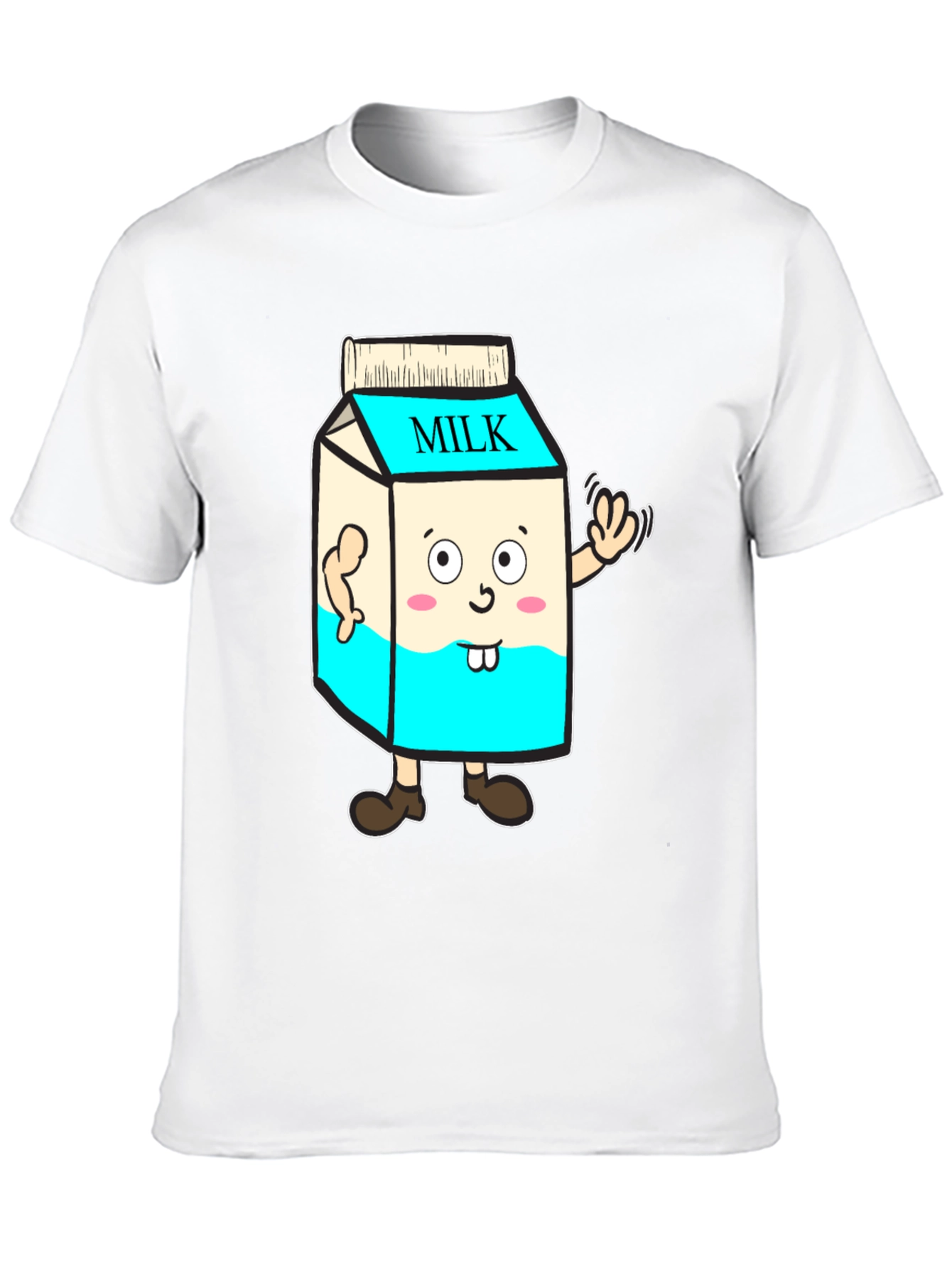 Black Funny Milk Carton Character T-Shirt - Black Cotton Tee view 10