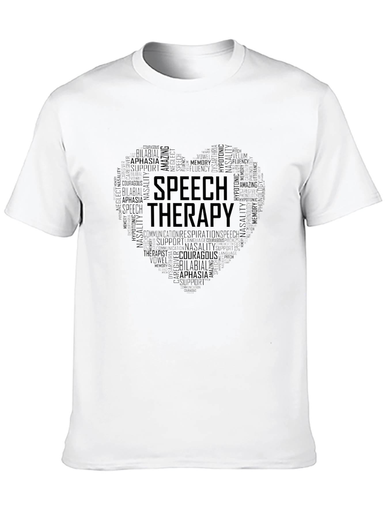 Black Speech Therapy Heart Word Art T-Shirt view 10