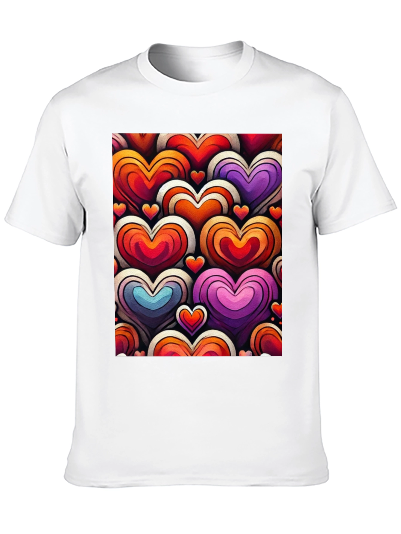 Black Heart Pattern Graphic Tee - Stylish and Unique view 10