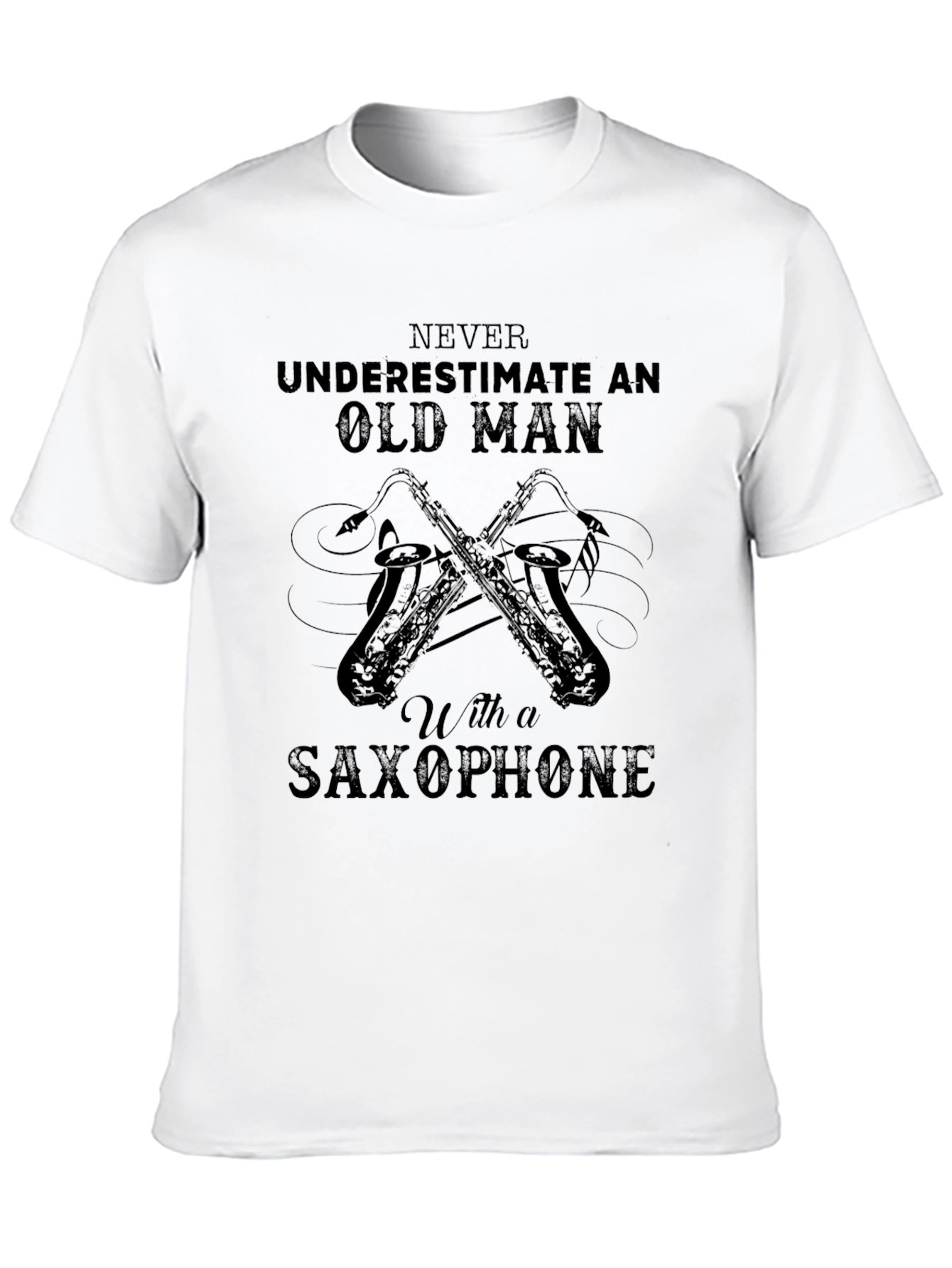 Black Old Man Saxophone Graphic T-Shirt view 10