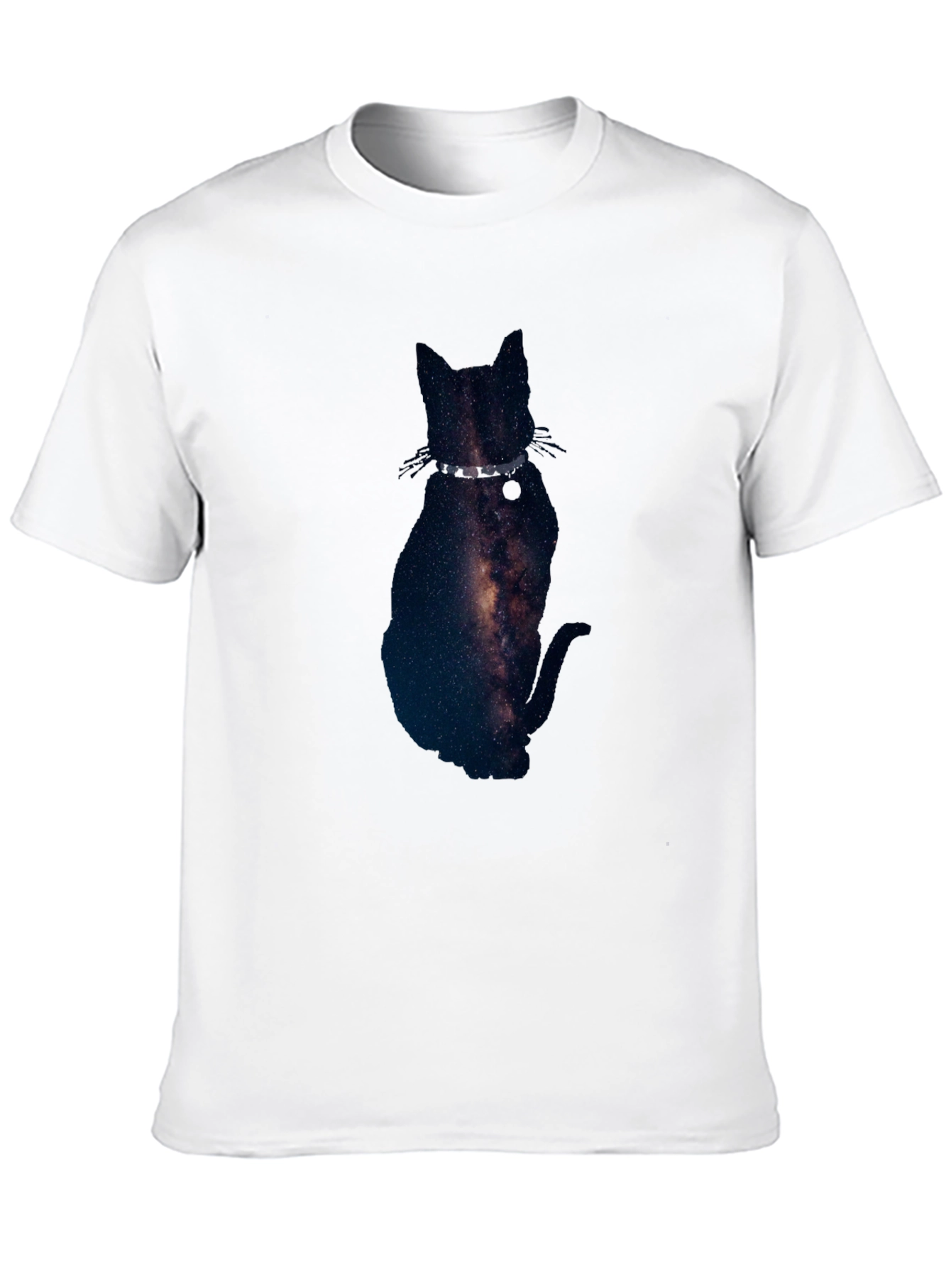 Black Galaxy Cat Graphic Tee - Black Cotton Blend T-Shirt view 10