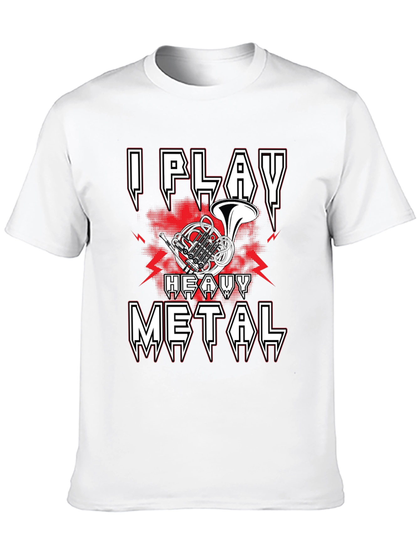 Black I Play Heavy Metal French Horn Music T-Shirt view 10