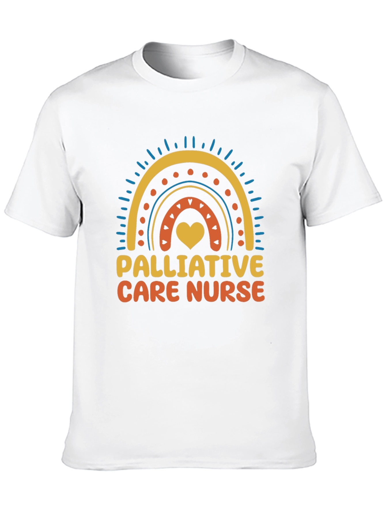 Black Palliative Care Nurse Rainbow Heart T-Shirt view 10