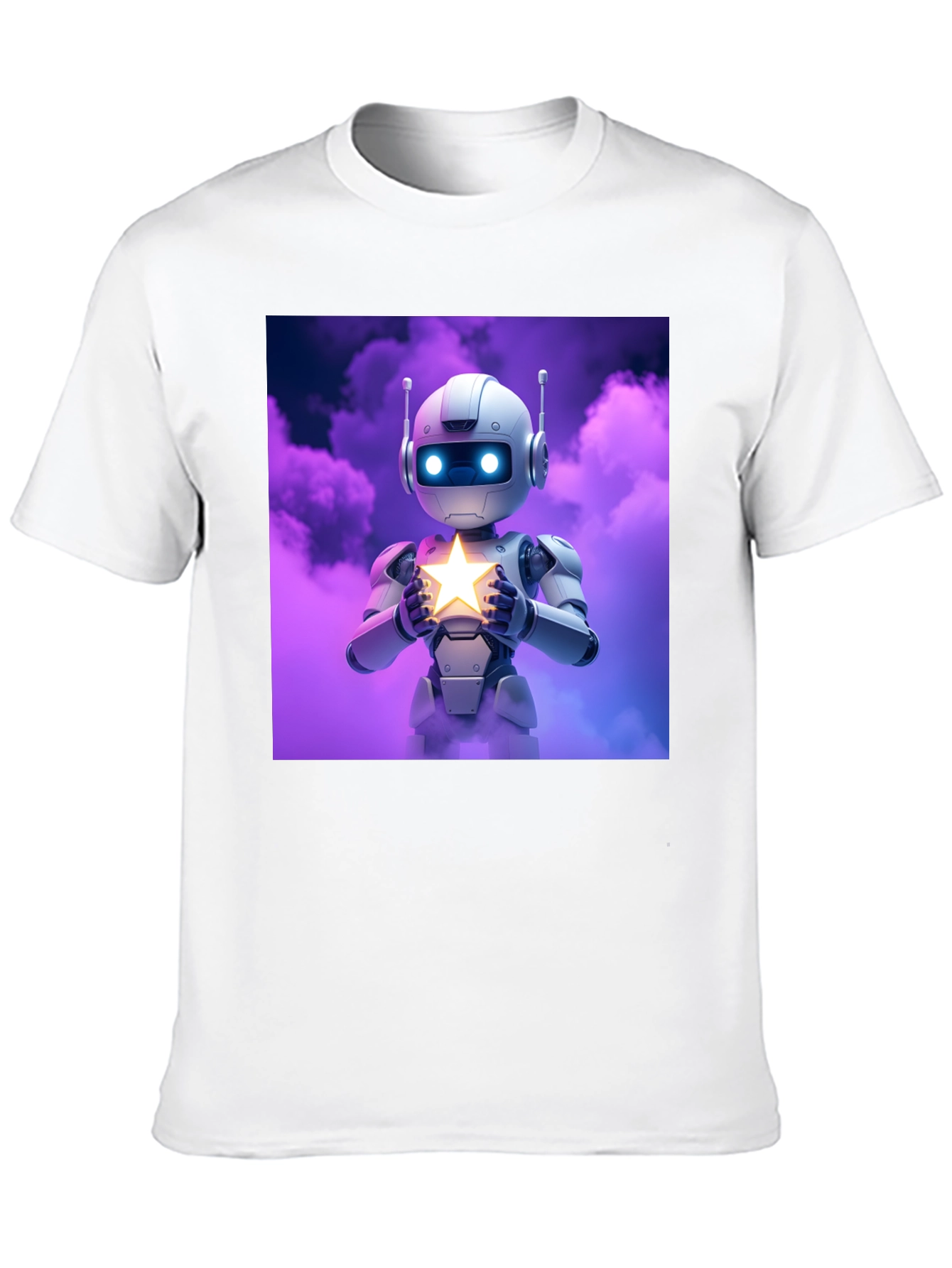 Black Robot Holding Star Graphic Tee view 10