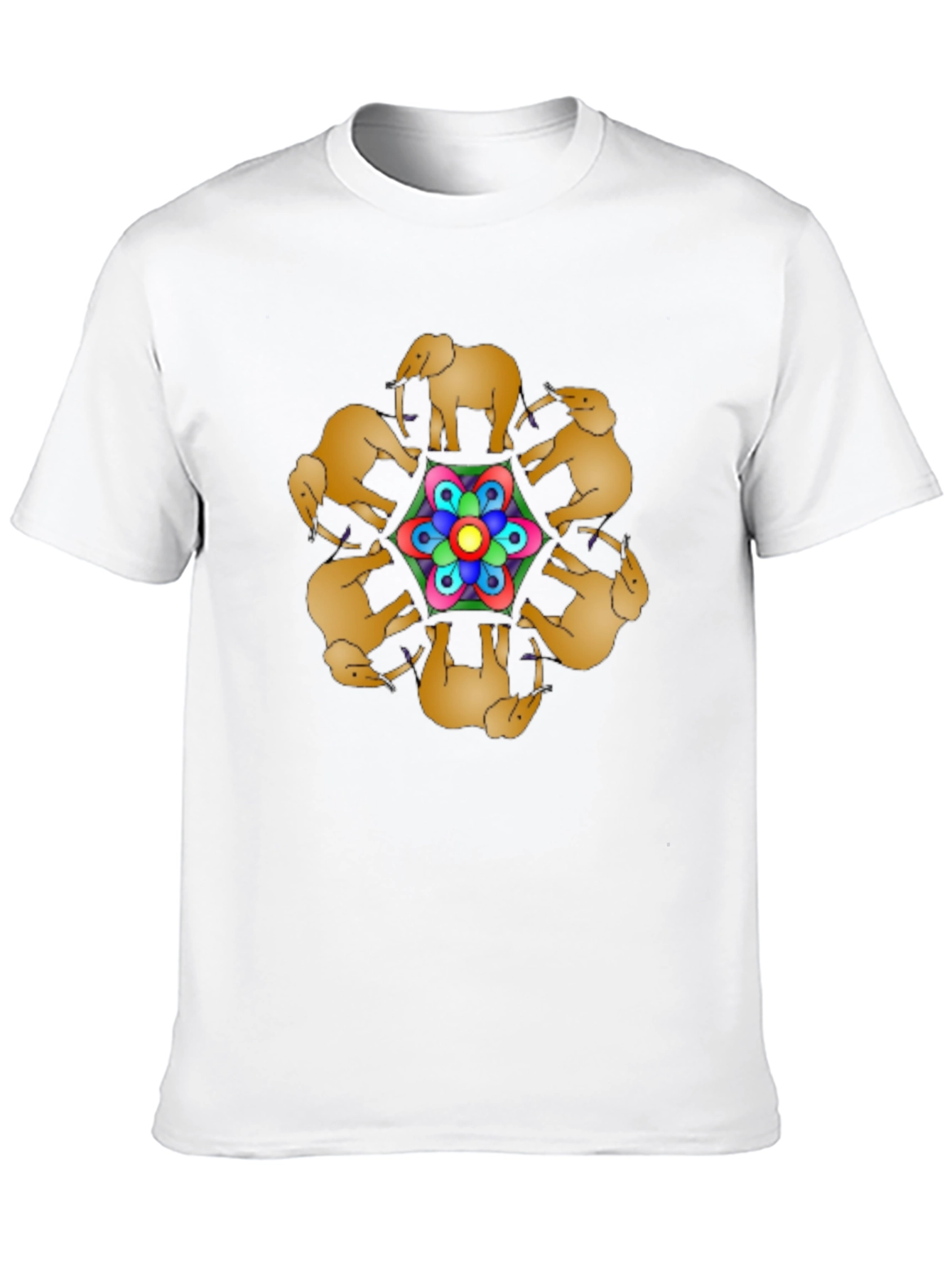 Black Elephant Mandala Black T-Shirt view 10