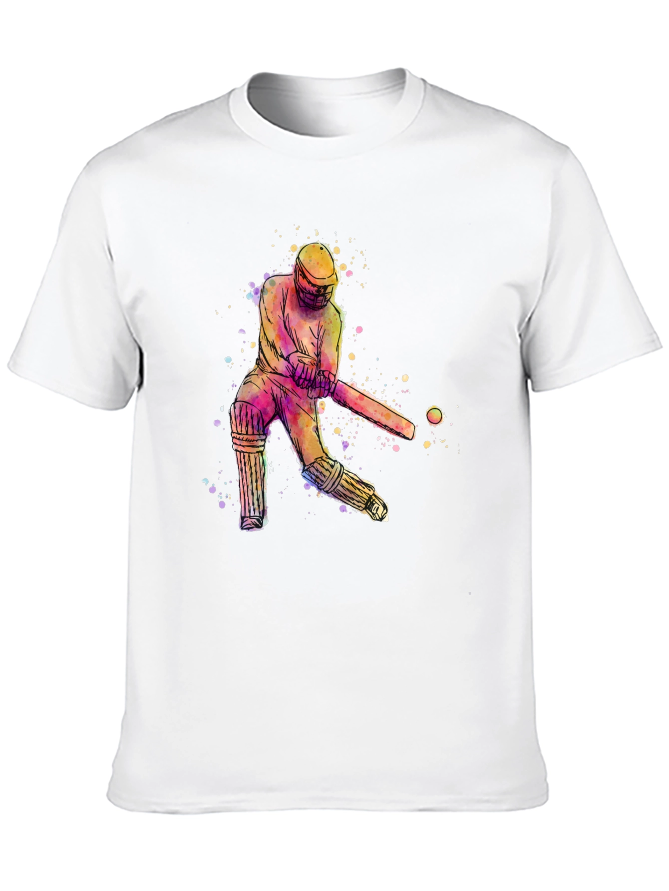 Black Cricket Player Watercolor Tee view 10