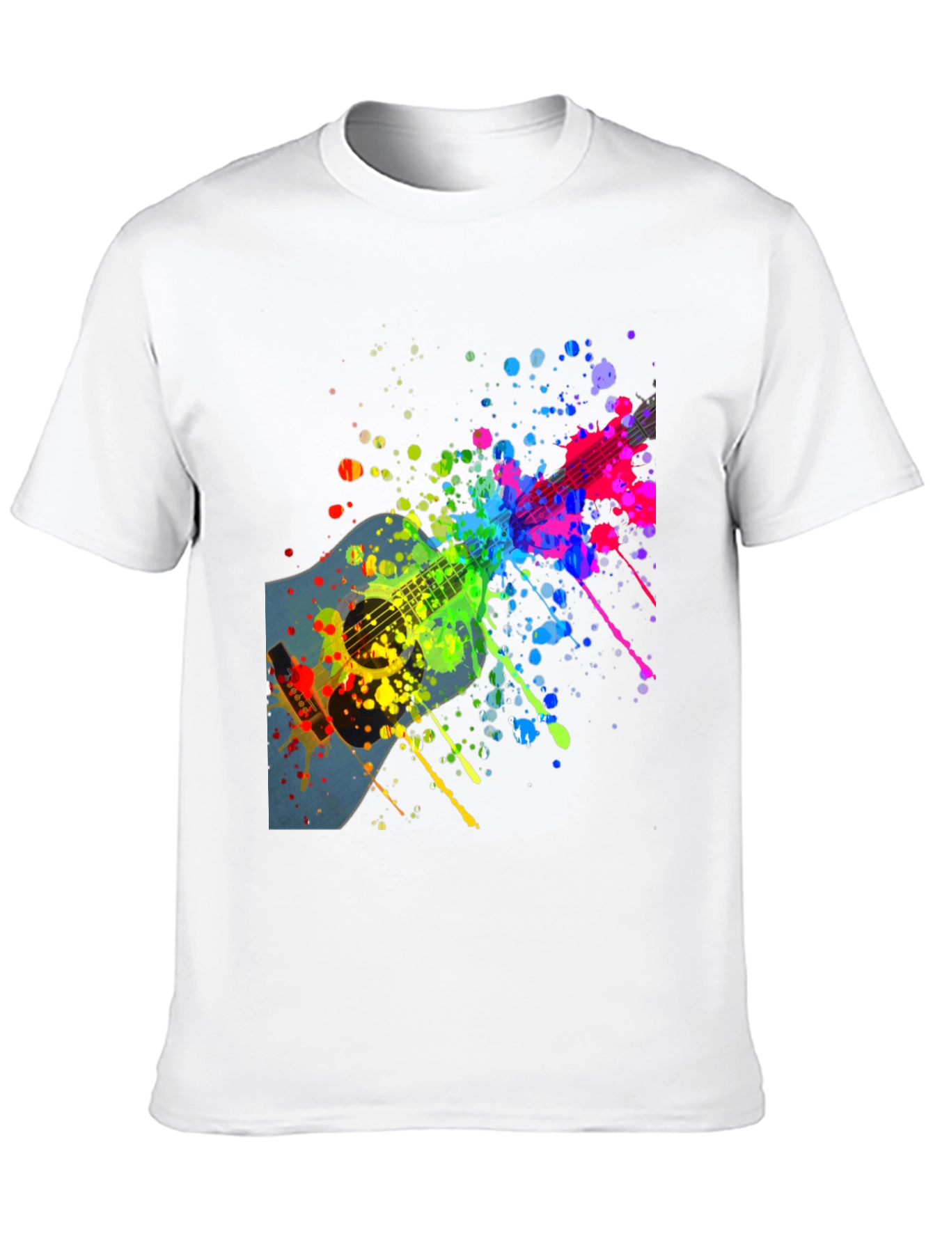 Black Colorful Guitar Splatter T-Shirt - Music Lover Tee view 10