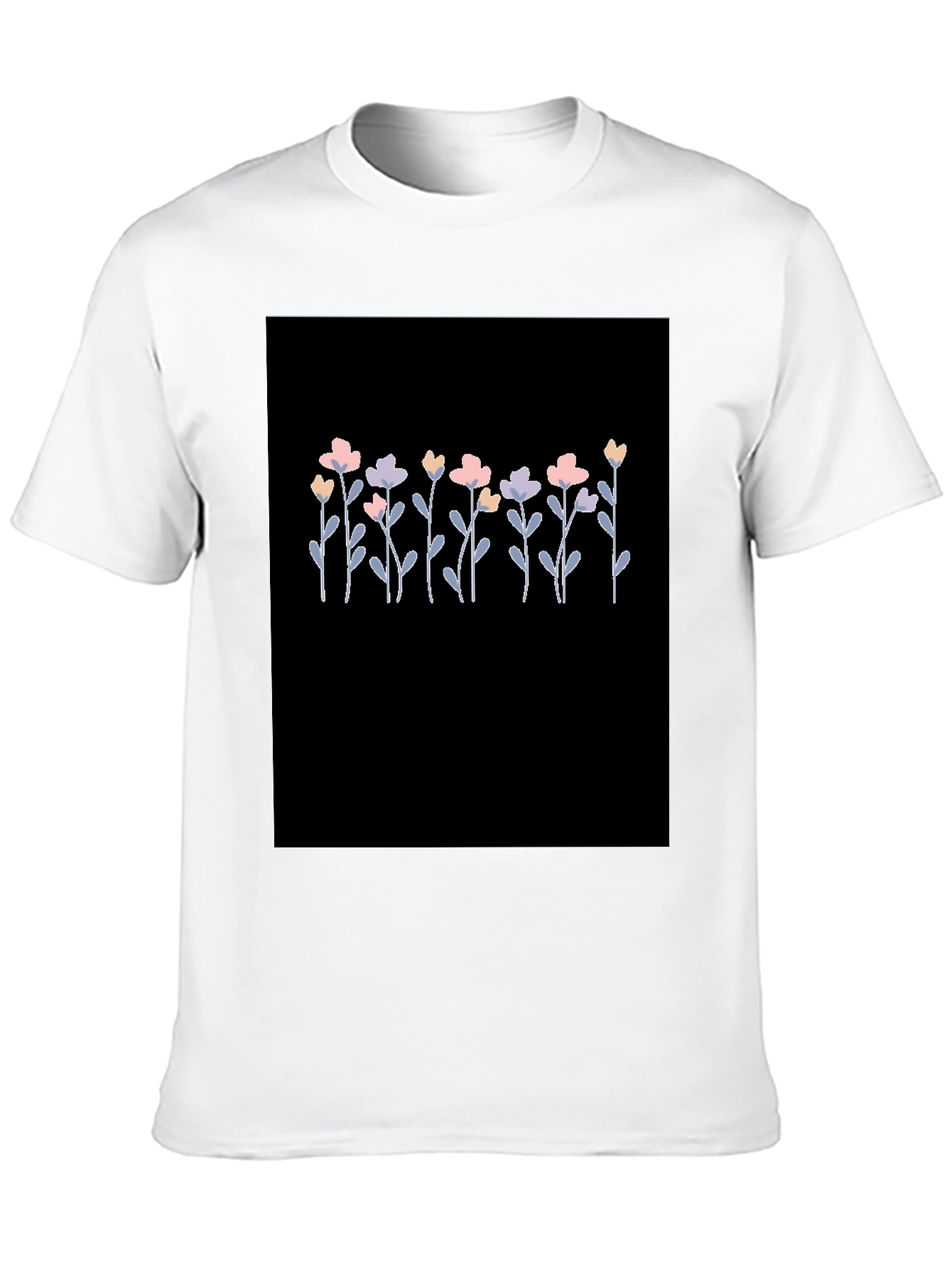 Black Floral Print Black T-Shirt for Men view 10