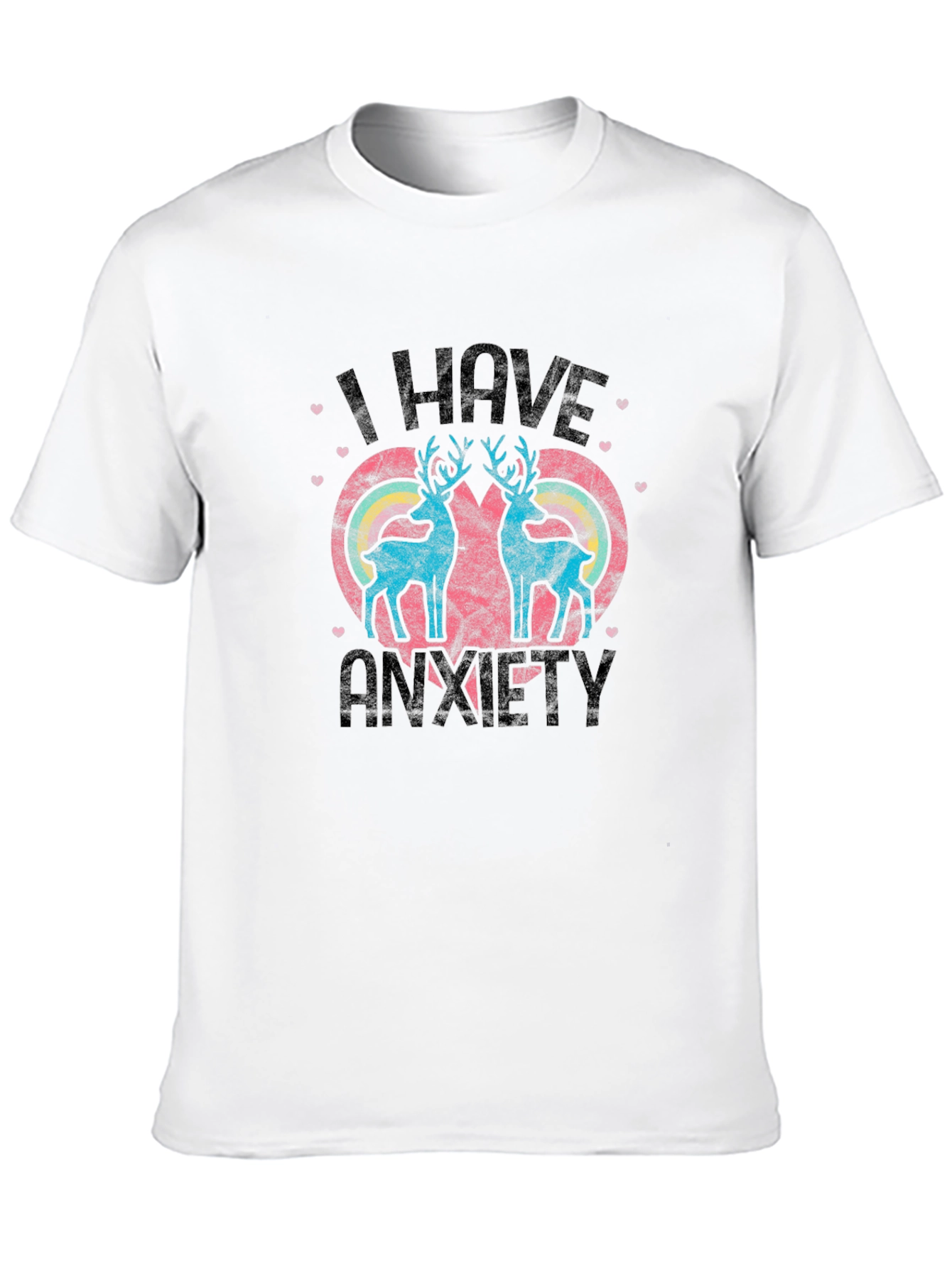 Black I Have Anxiety T-Shirt with Reindeer Heart Design view 10