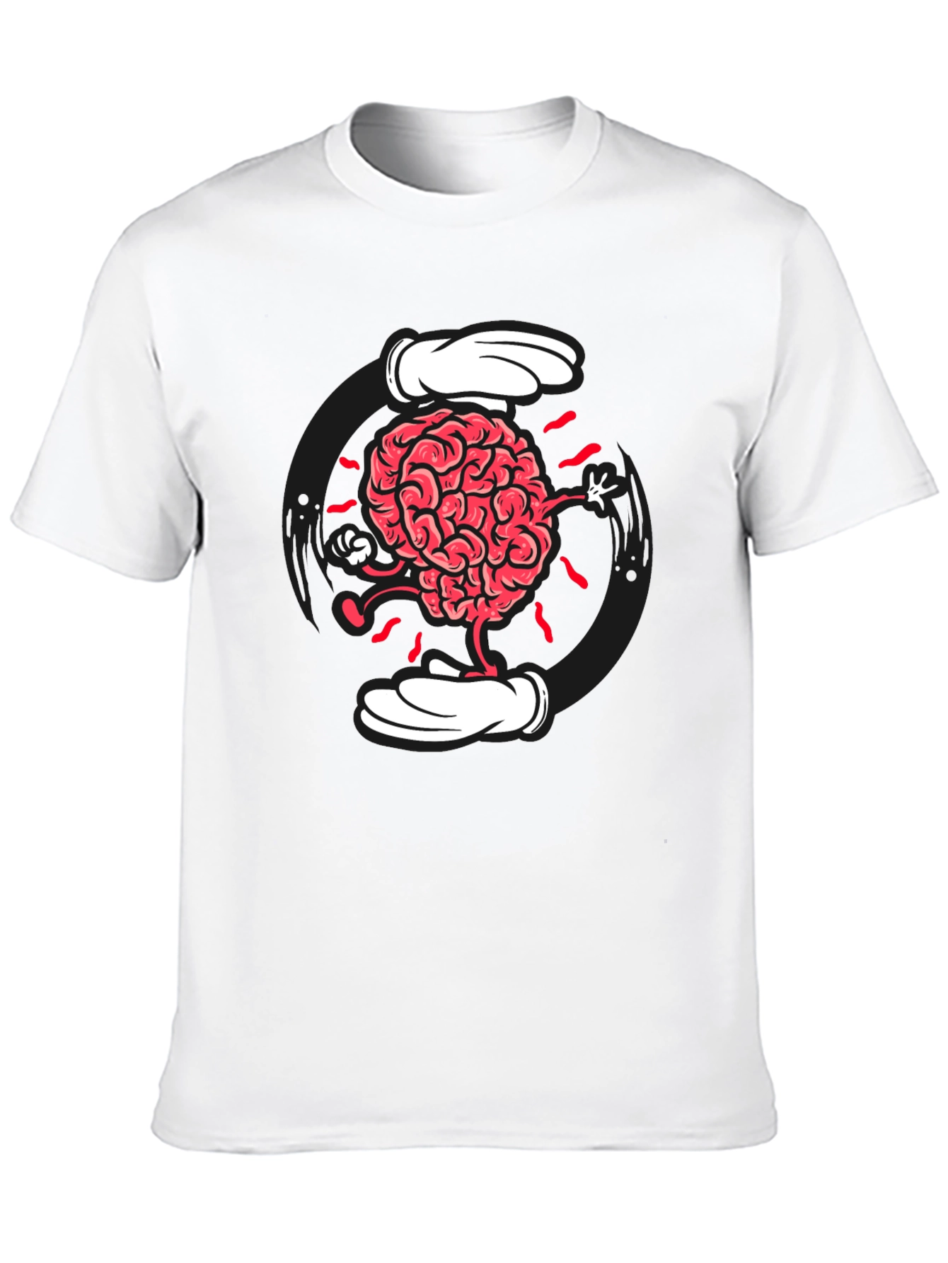 Black Cartoon Brain Graphic Tee - Black Cotton Blend view 10