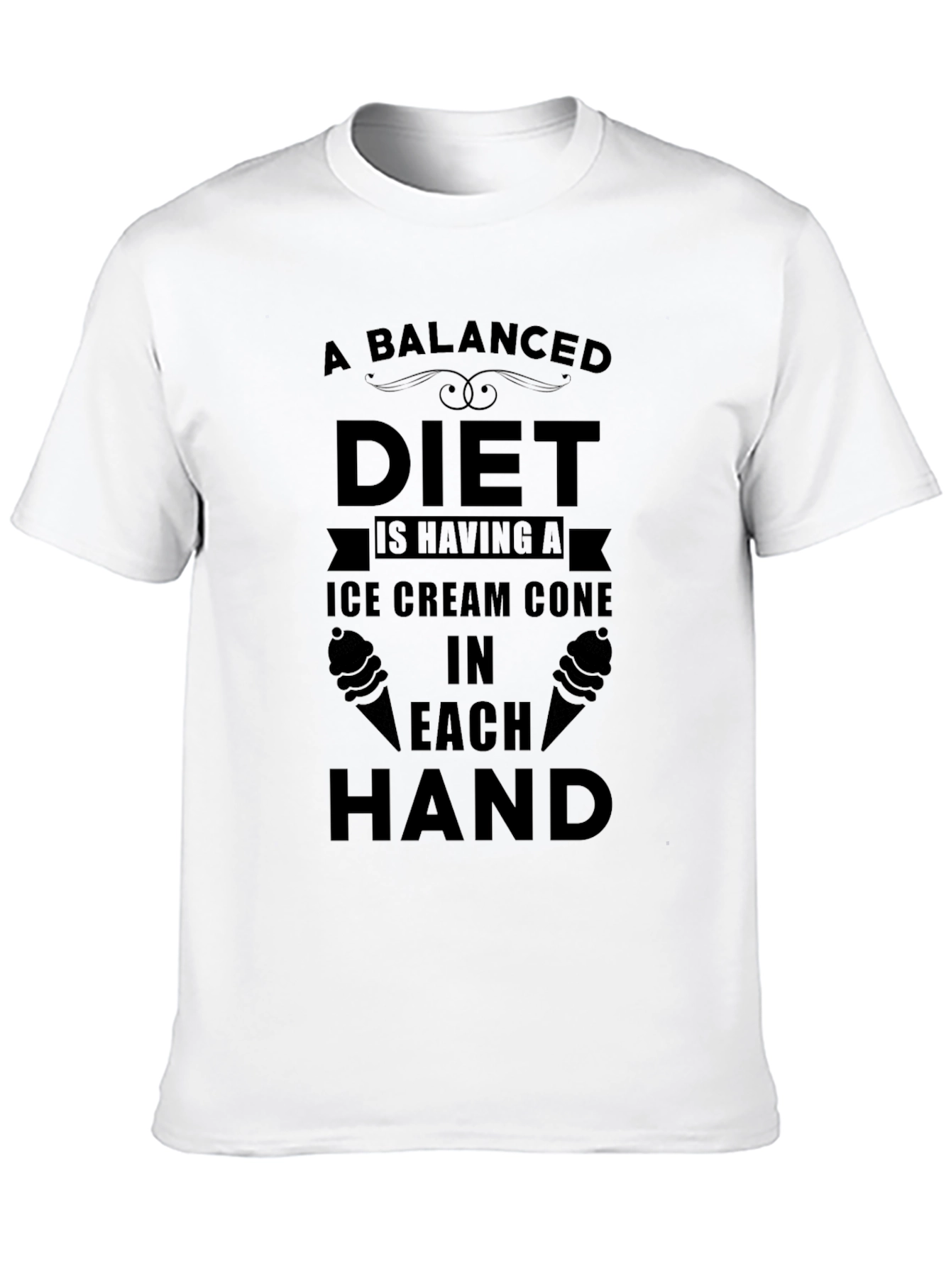 Black Funny Balanced Diet Ice Cream T-Shirt view 10