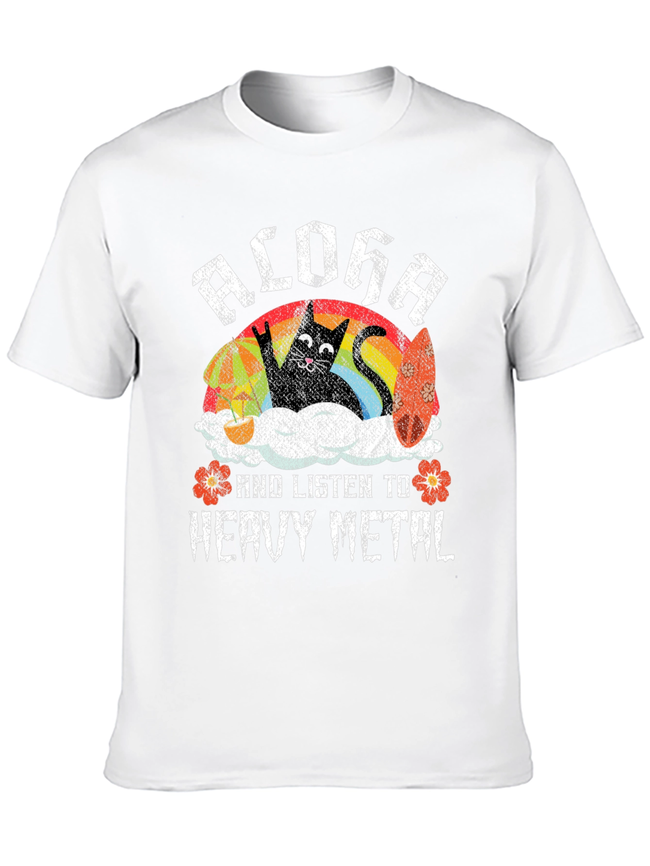 Black Aloha Heavy Metal Cat T-Shirt view 10