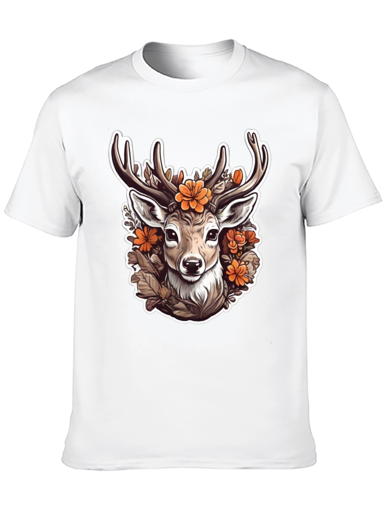 Black Floral Deer Head Graphic T-Shirt view 10