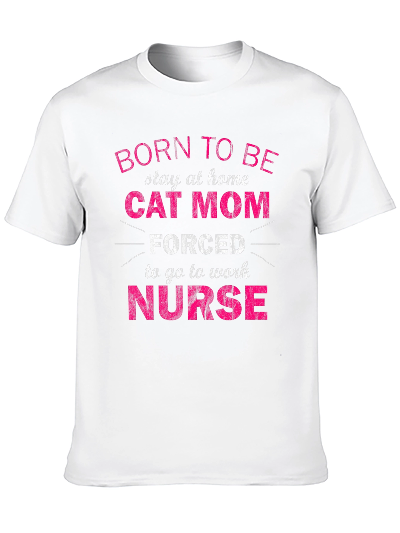 Black Born to Be Cat Mom Nurse T-Shirt view 10