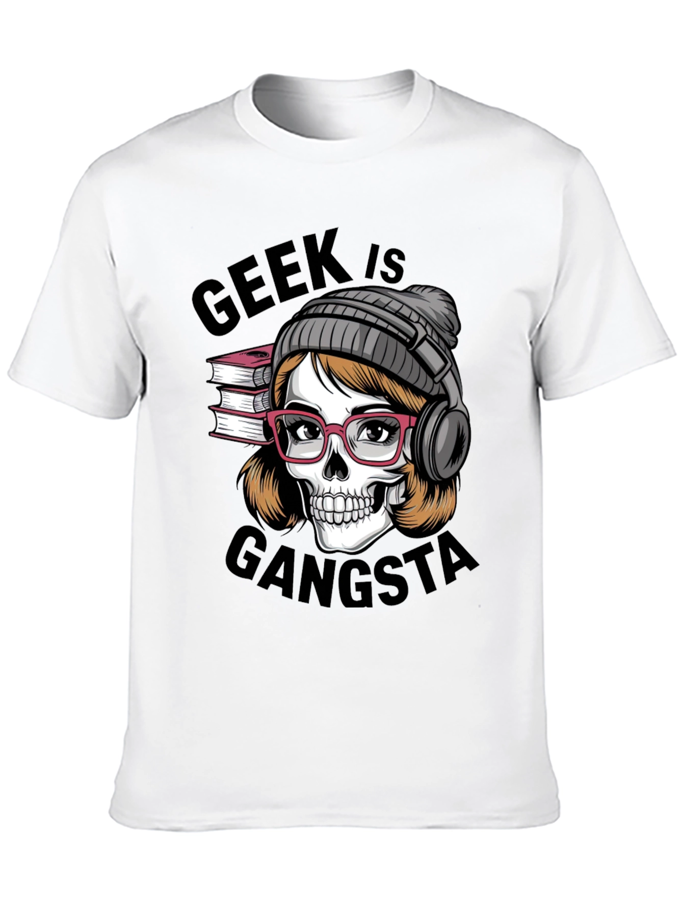 Black Geek is Gangsta T-Shirt - Skull with Glasses and Headphones view 10