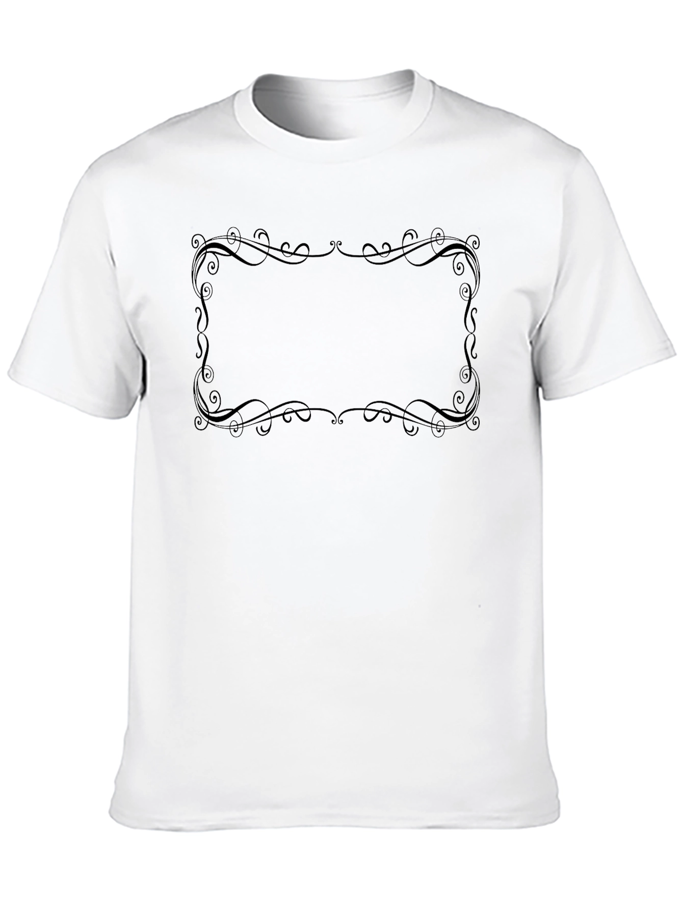 Black Men's Black T-Shirt with Ornamental Frame Design view 10