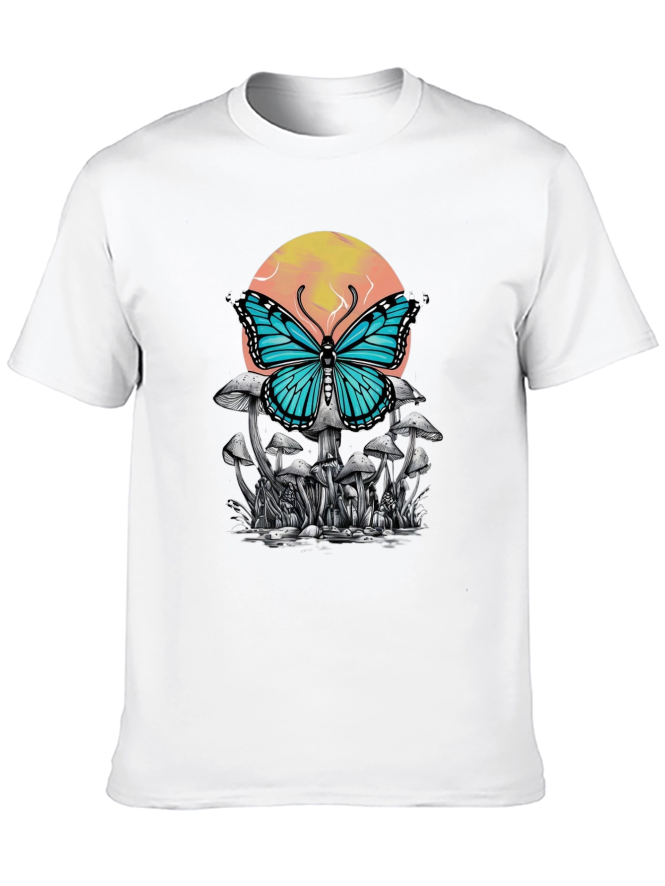 Black Butterfly Mushroom Graphic Tee - Black view 10