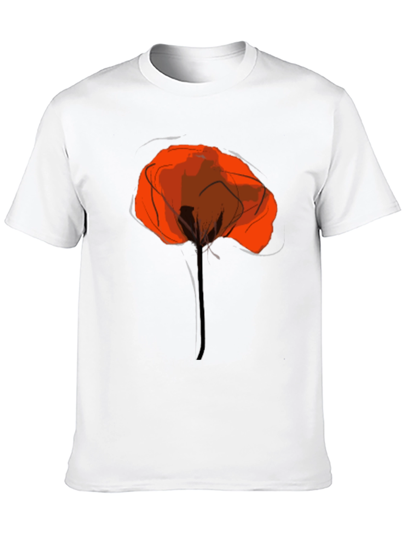 Black Abstract Poppy Graphic Print Black T-Shirt view 10