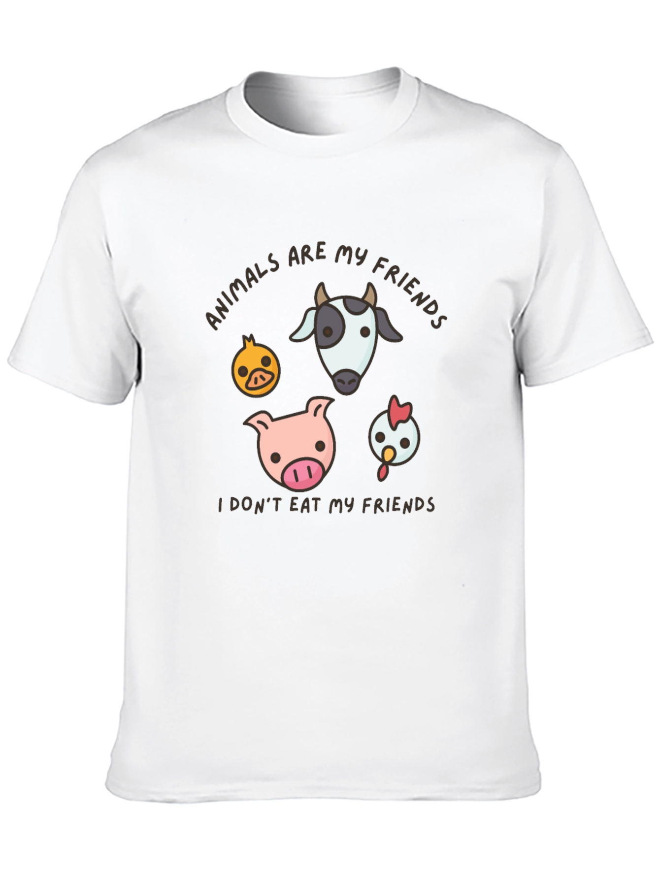 Black Vegan T-Shirt - Animals Are My Friends Tee view 10
