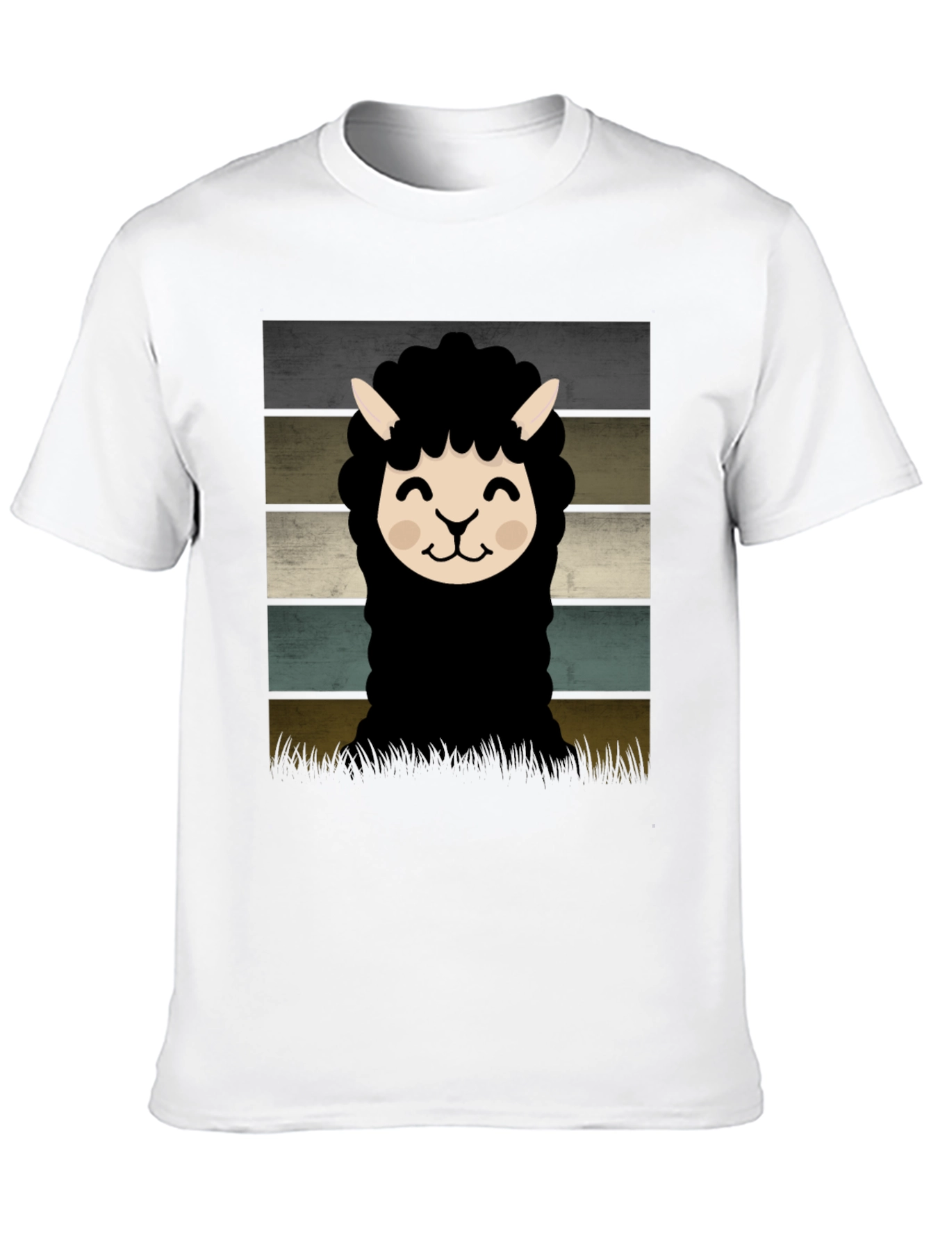 Black Retro Alpaca Graphic Tee - Black Cotton Blend view 10