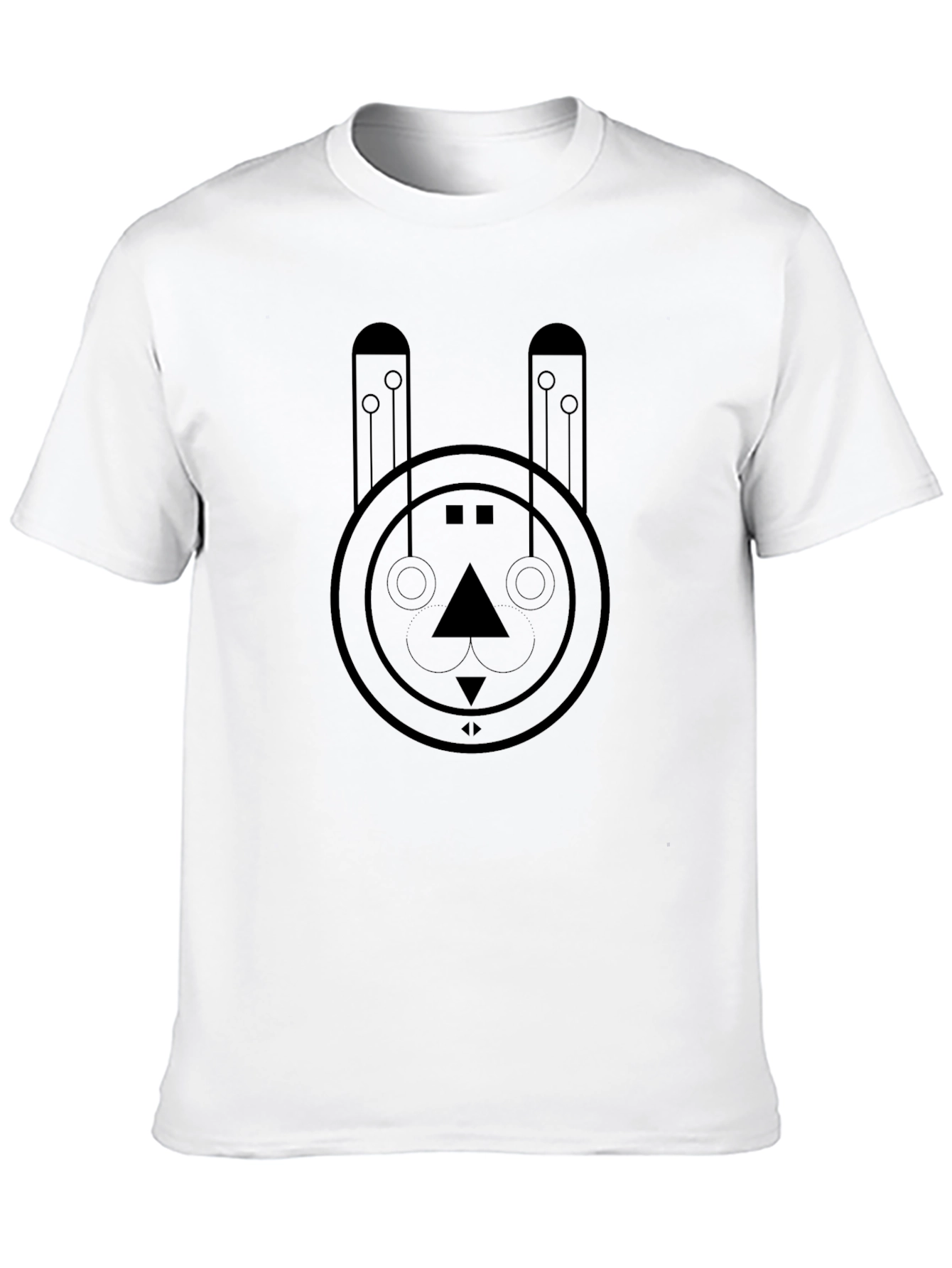 Black Geometric Rabbit Graphic Tee - Modern Art Style Shirt view 10